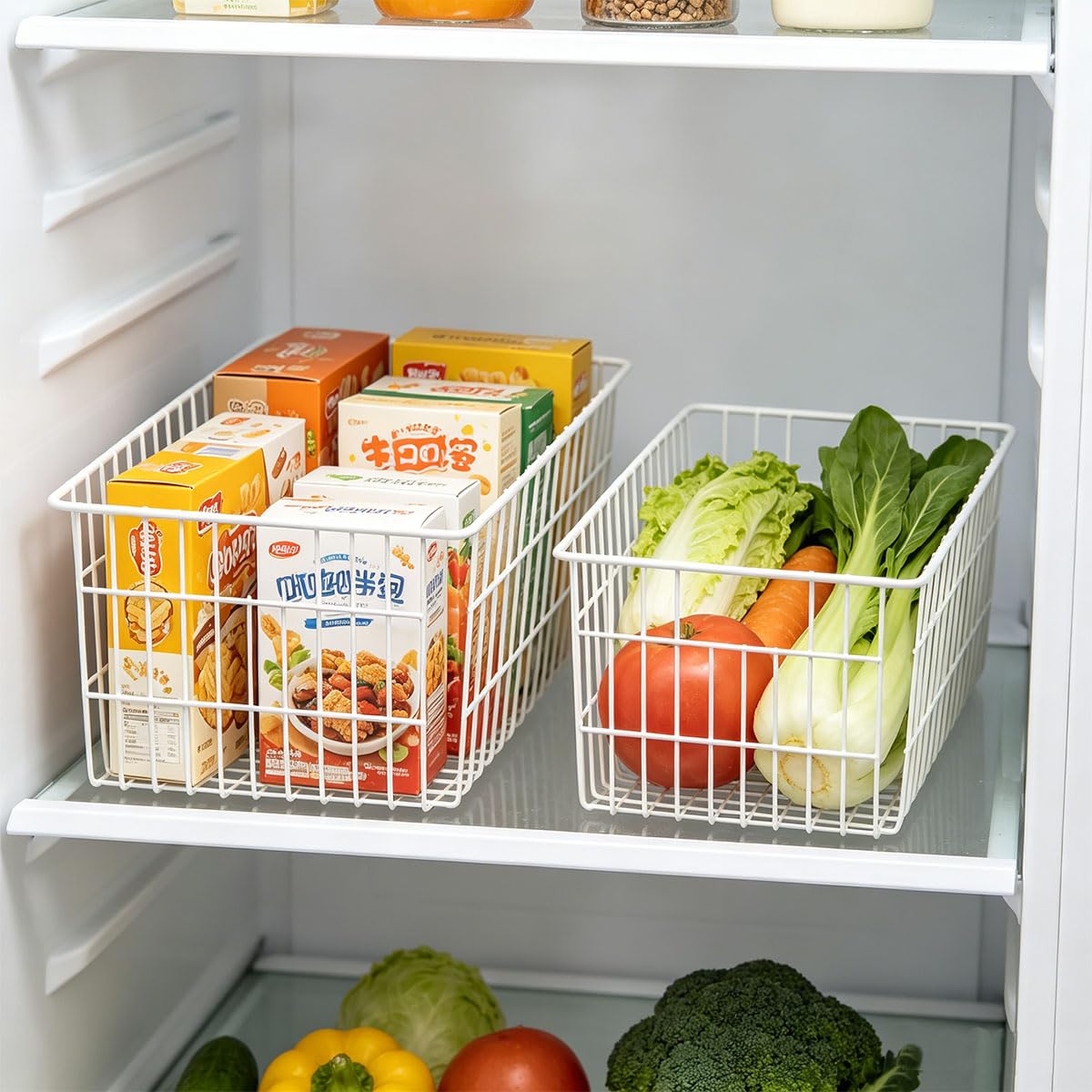 Vertical Sides Freezer Organizer Bins for Upright Freezer (6 Count)