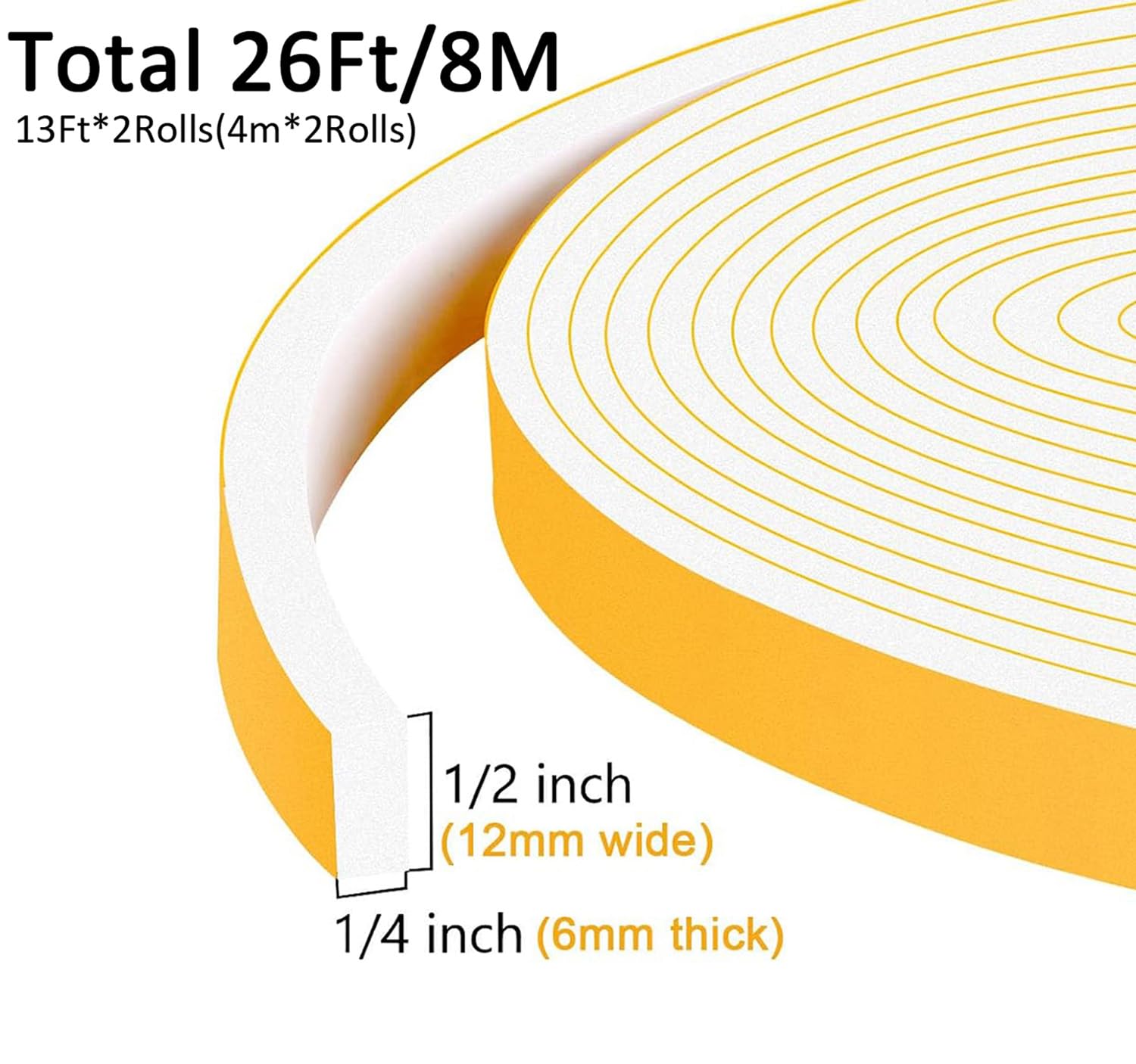 White Foam Weather Stripping Door Seal (26 Foot)