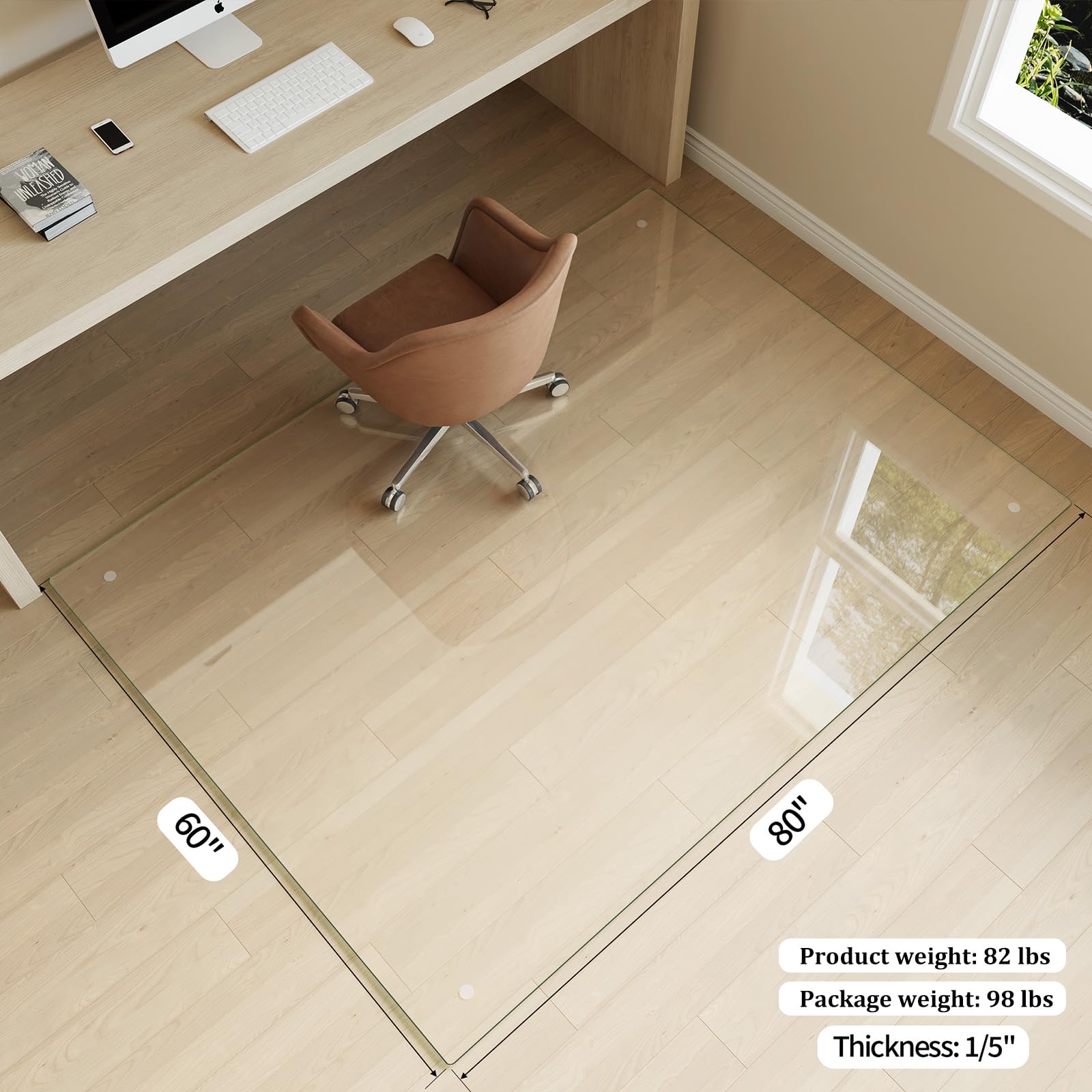60" x 80" Office Chair Mat for Hardwood Floors & Carpets