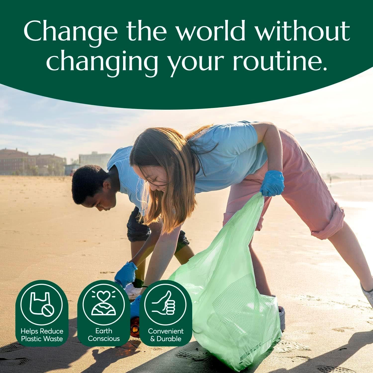 Compostable* 13 Gallon Waste Bags with Drawstring (50 Count)