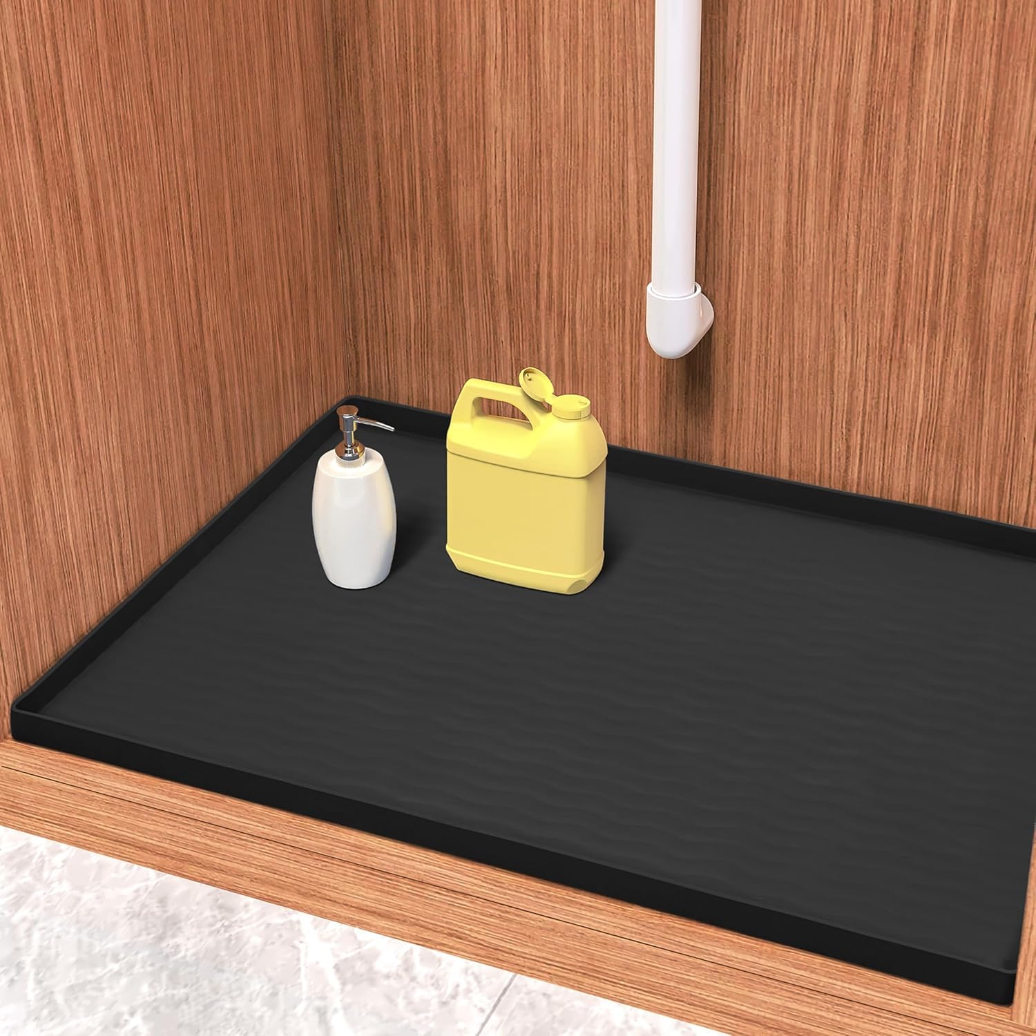 Waterproof Silicone Under Sink Mat 34'' x 19'' Shelf Liner for Kitchen and Bathroom (646 sq inch)