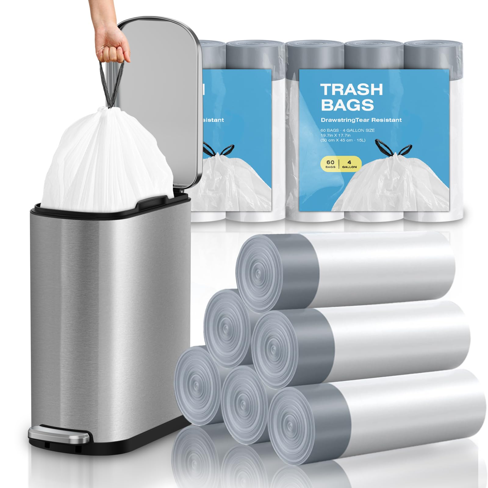 2.6 Gallon Mini Drawstring Trash Bags (120 Count)