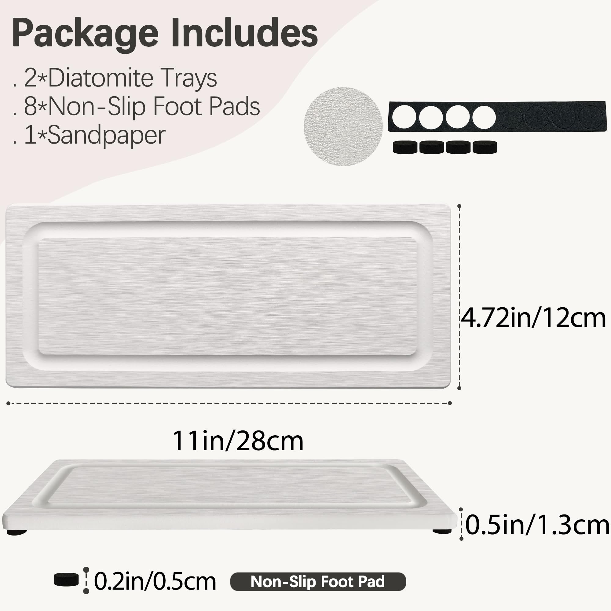 2 PCS Water Absorbing Stone Trays for Bathroom Sink Fast Drying Coasters (2 Count)