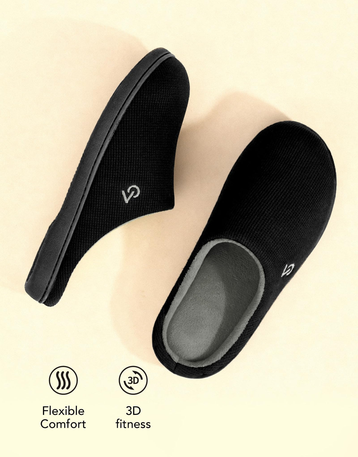 Men's Two Tone Cozy House Slippers Muted Black Gray
