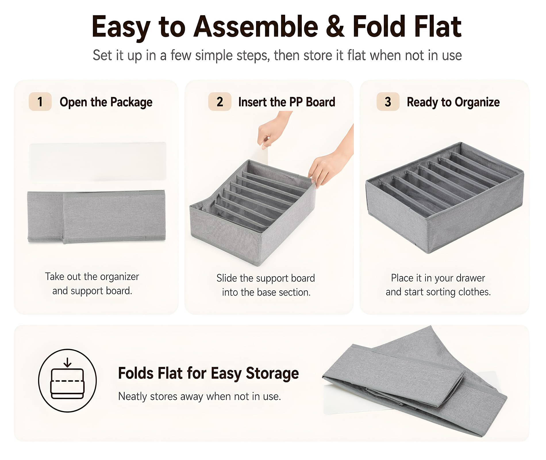4 Pack Drawer Organizers for Clothing (4 Count)