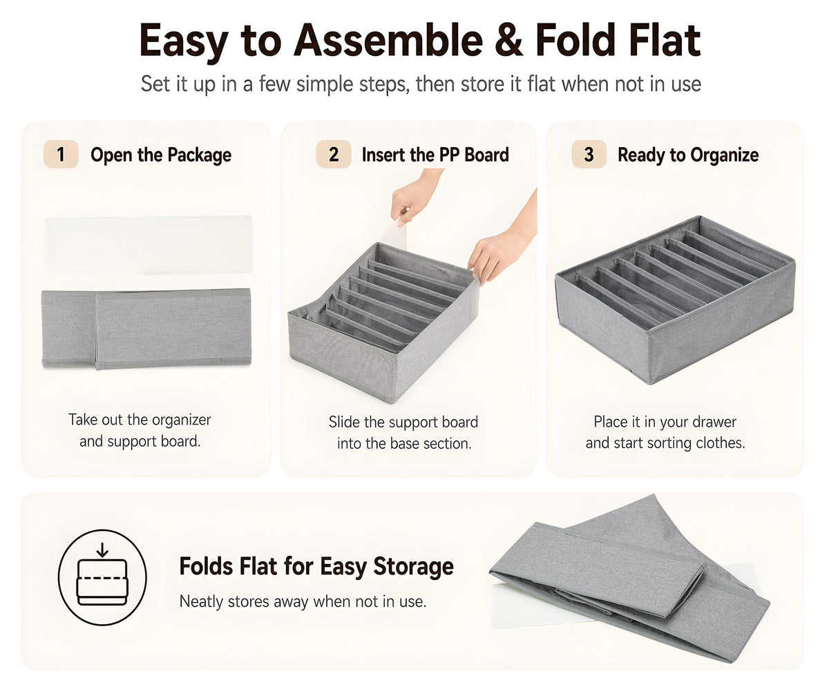 4 Pack Drawer Organizers for Clothing (4 Count)