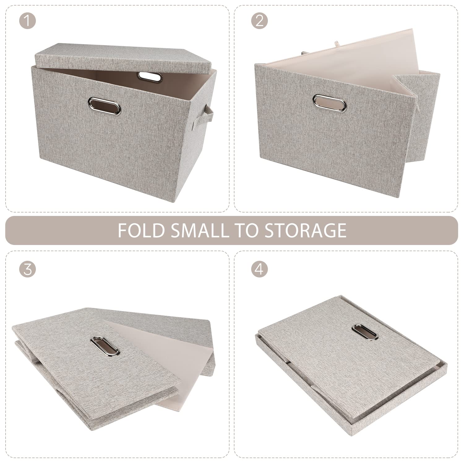 Large Quart Collapsible Stackable Storage Bins with Lids (3 Count)