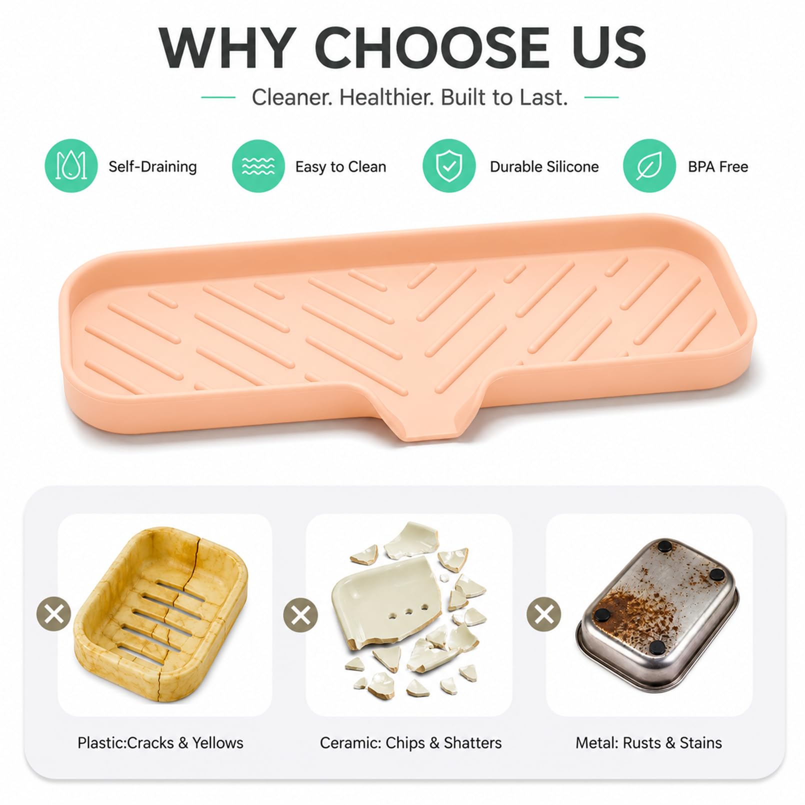 Silicone Soap Dish with Drain Spout
