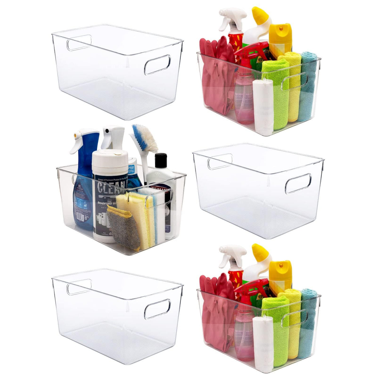 Clear Plastic Storage Bins (6 Count)