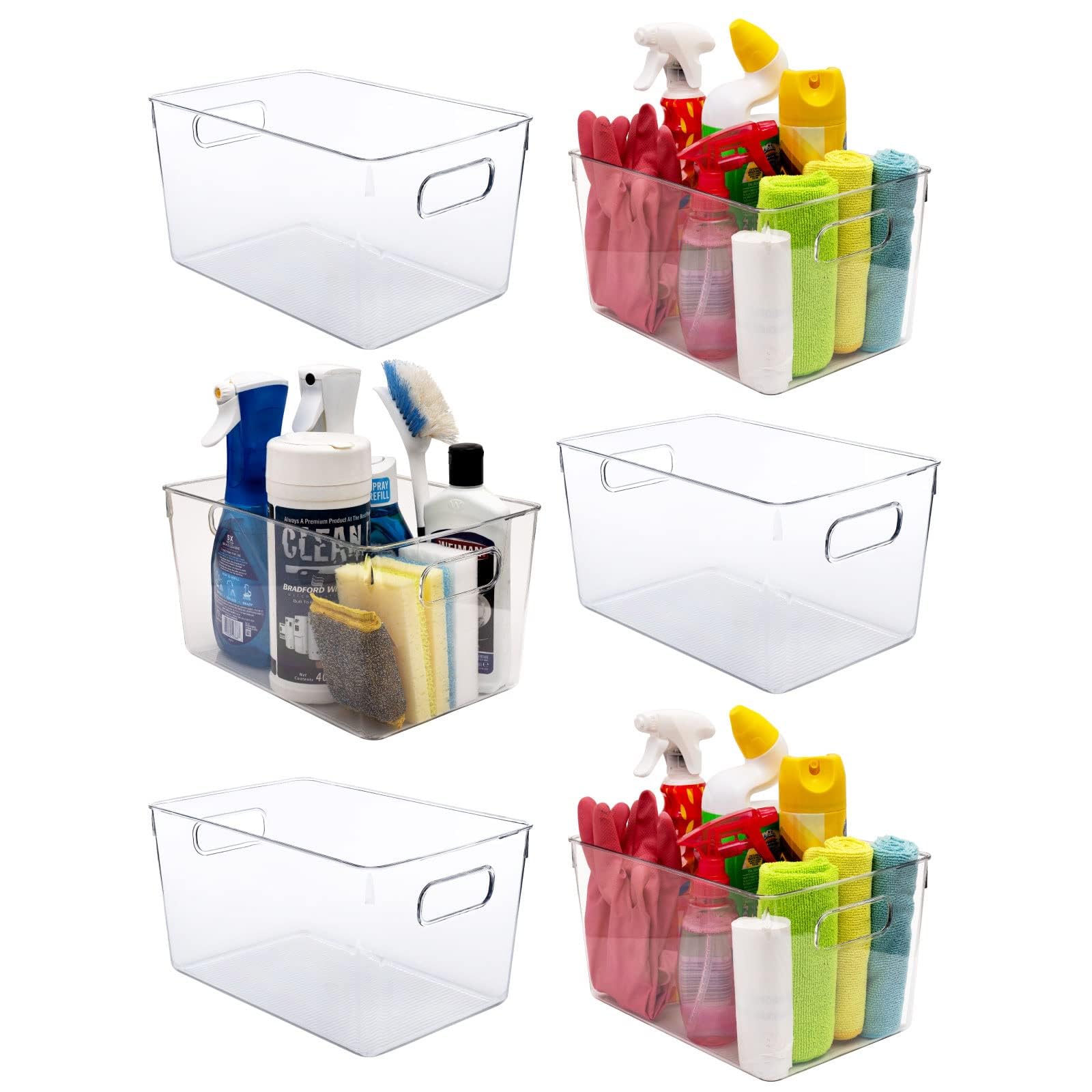 Clear Plastic Storage Bins (6 Count)