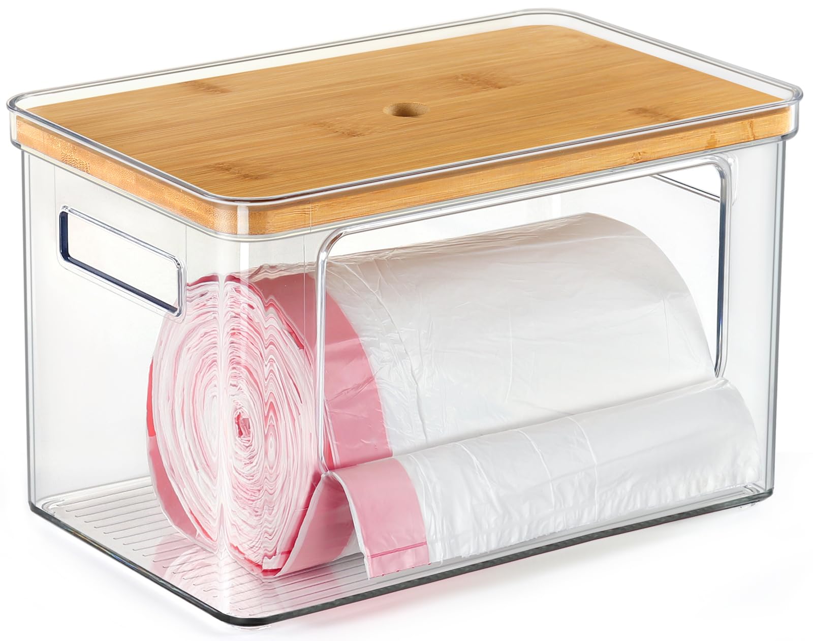 Stackable Storage with Bamboo Top for Laundry Room Organization