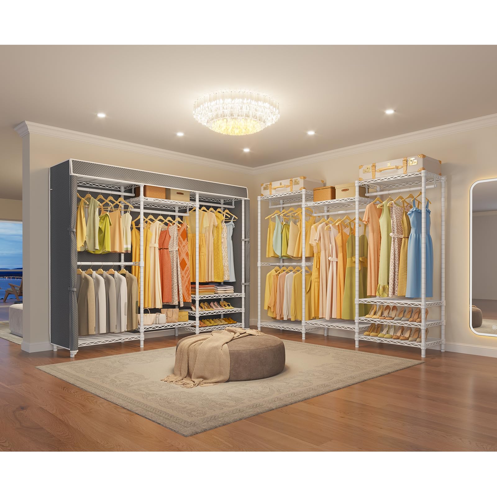V5C Portable Bedroom Armoires Wardrobe Closet with Cover