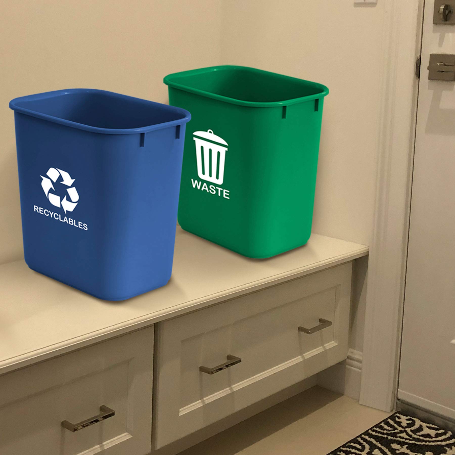 Wastebasket Bin for Recycling and Waste (2 Count)