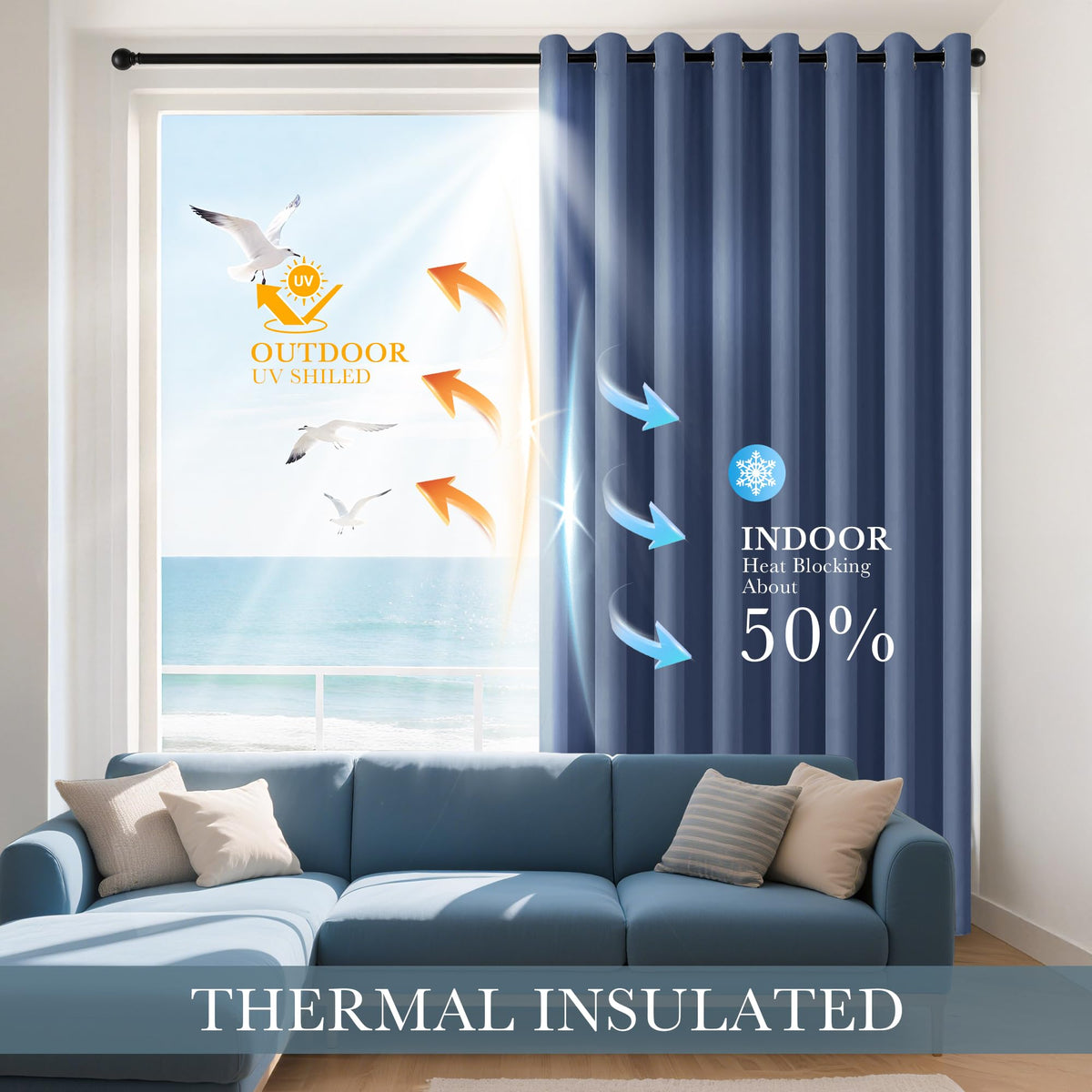 Blackout Curtains for Bedroom 72 Inch Length 2 Panels Set (2 Count)