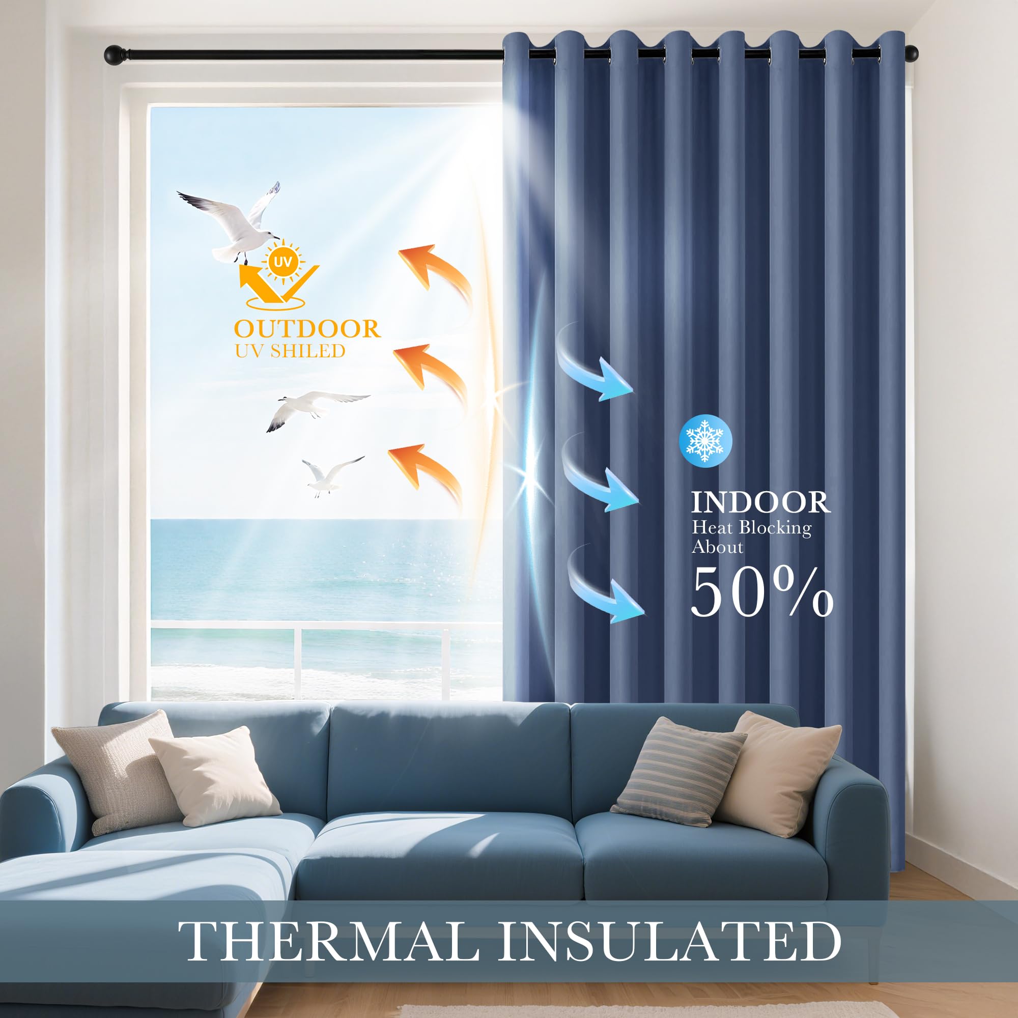 Blackout Curtains for Bedroom 72 Inch Length 2 Panels Set (2 Count)