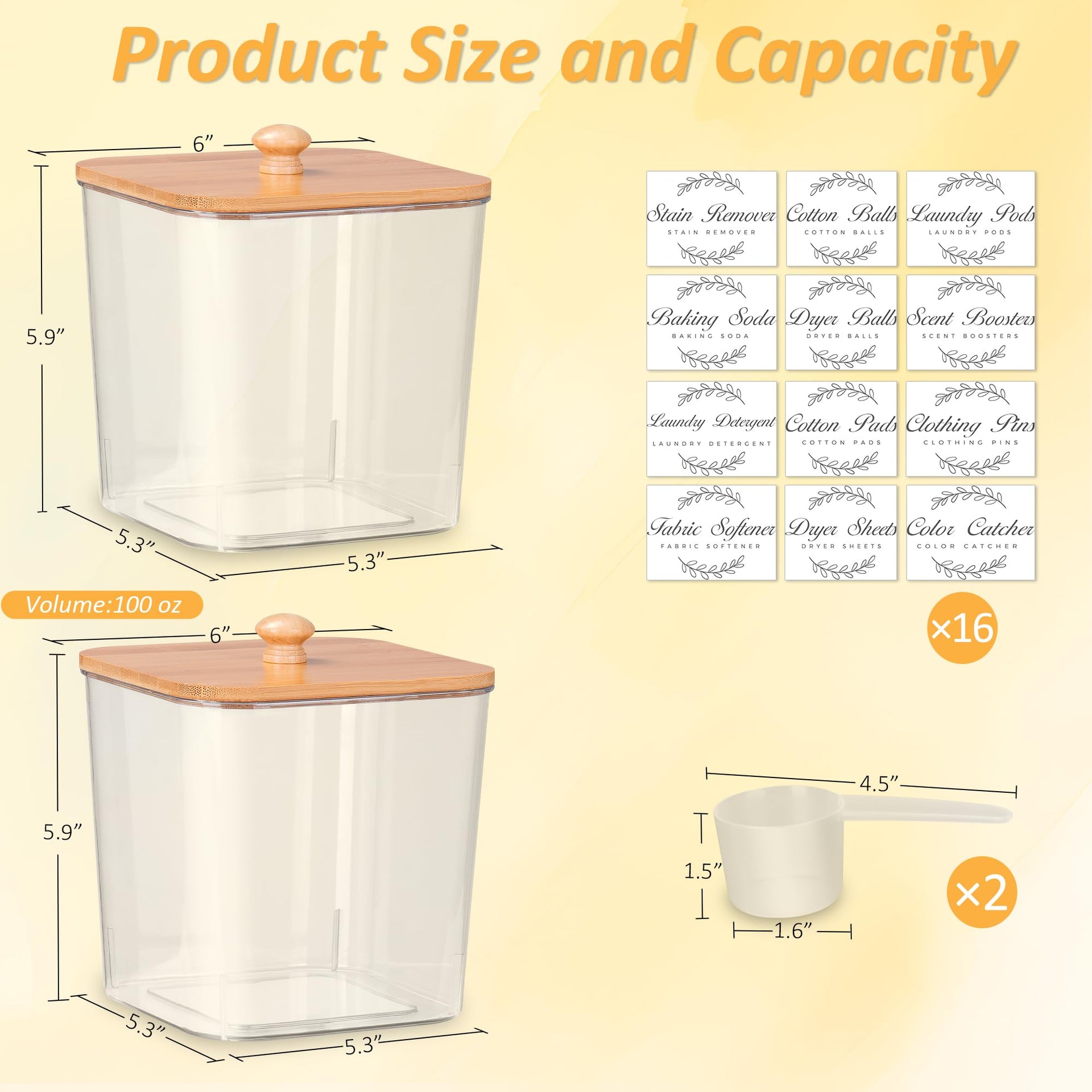2 Pack Laundry Pods Container & Dryer Sheet Holder Set