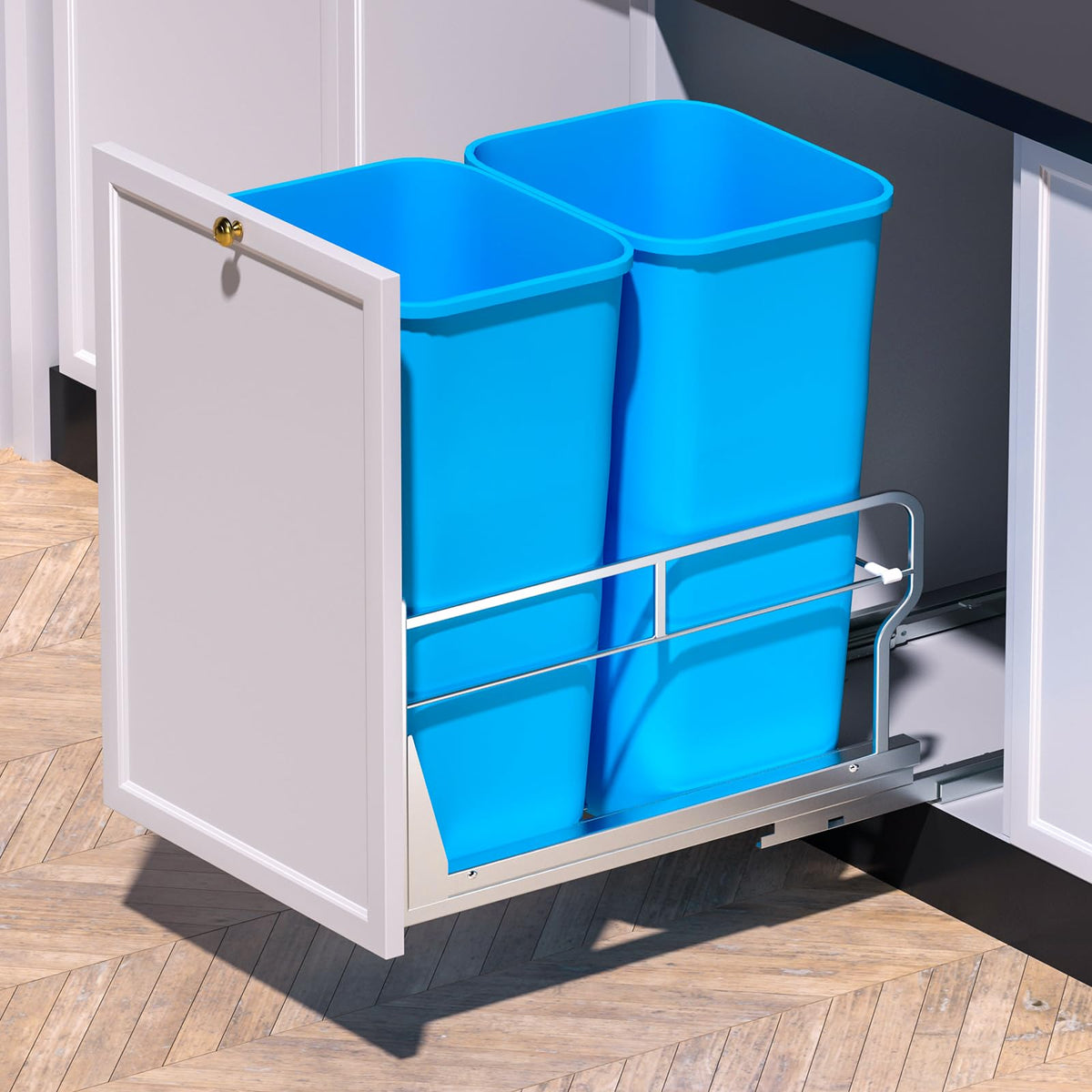 Dual Pull Out Trash Can Under Cabinet with Soft