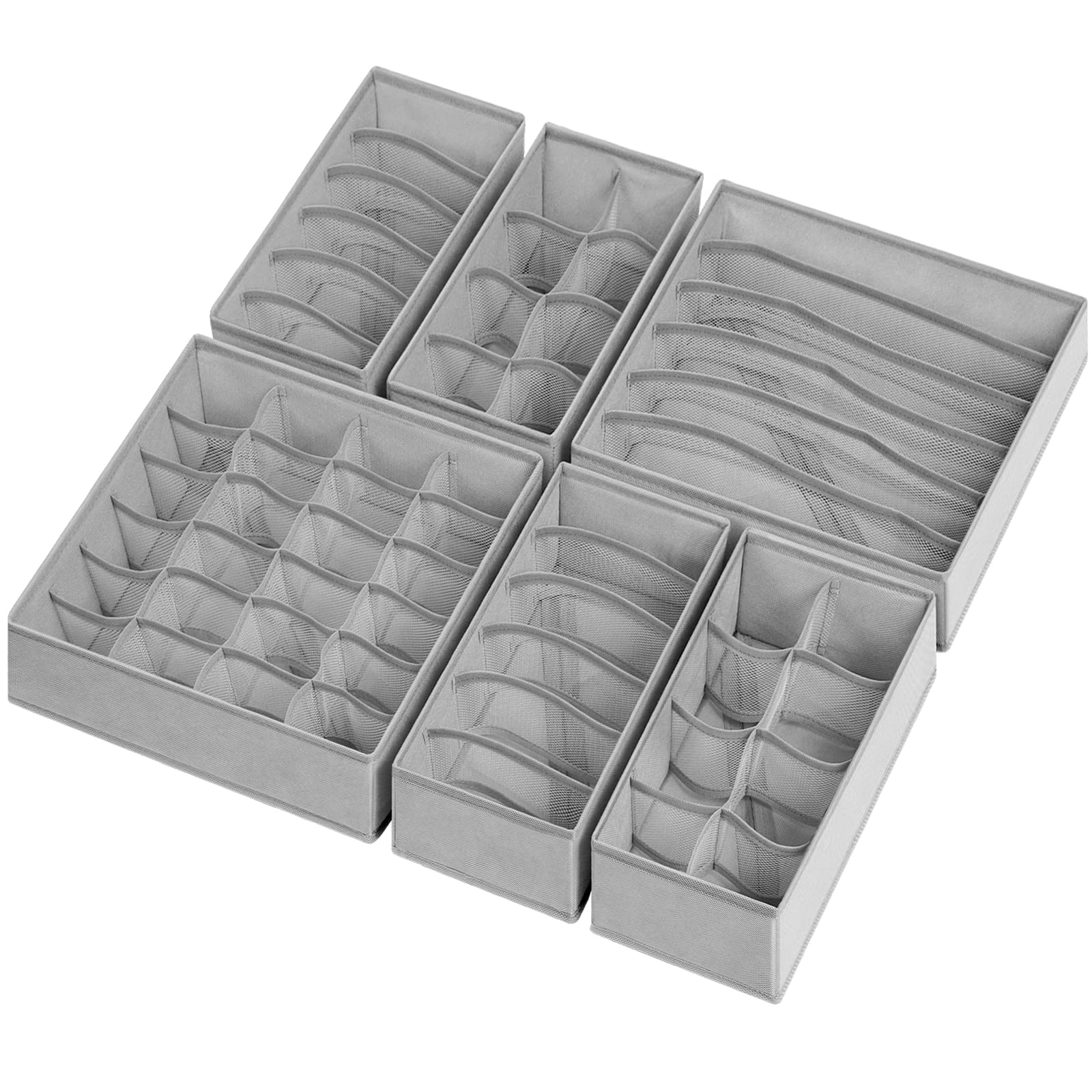 6 Pack Sock Underwear Drawer Organizer Dividers (6 Count)