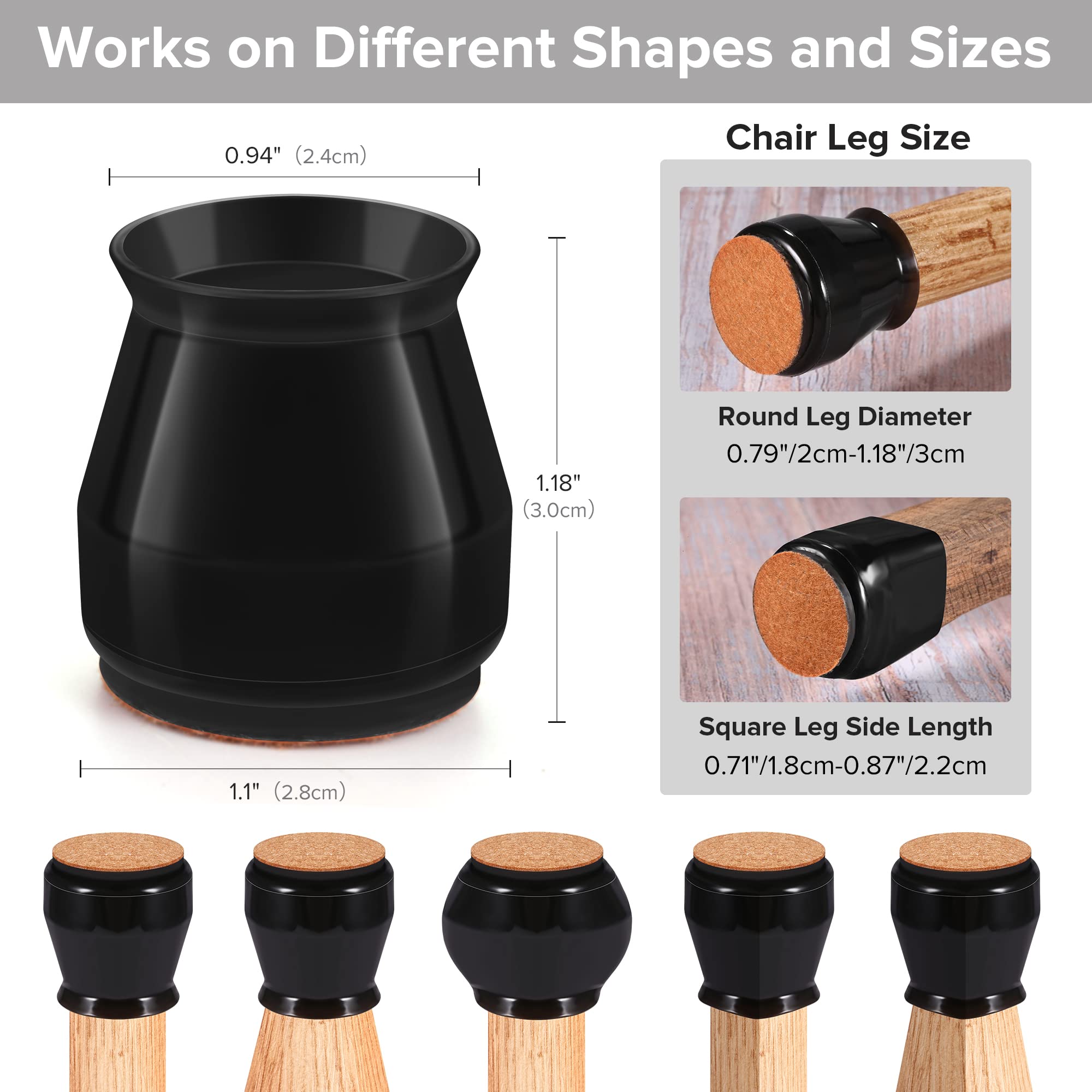 24PCS Upgraded Silicone Chair Leg Floor Protectors for Hardwood Floors (24 Count)