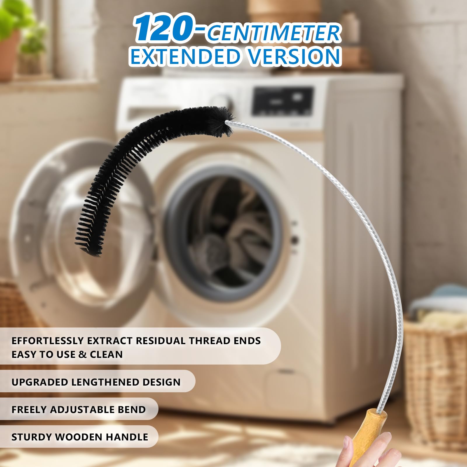 Dryer Lint Brush Vent Cleaner Tool 47.2 Inch Extra Long Flexible for Lint Trap Cleaning Tool Home Dryer Maintenance for DIY Users (2 Count)