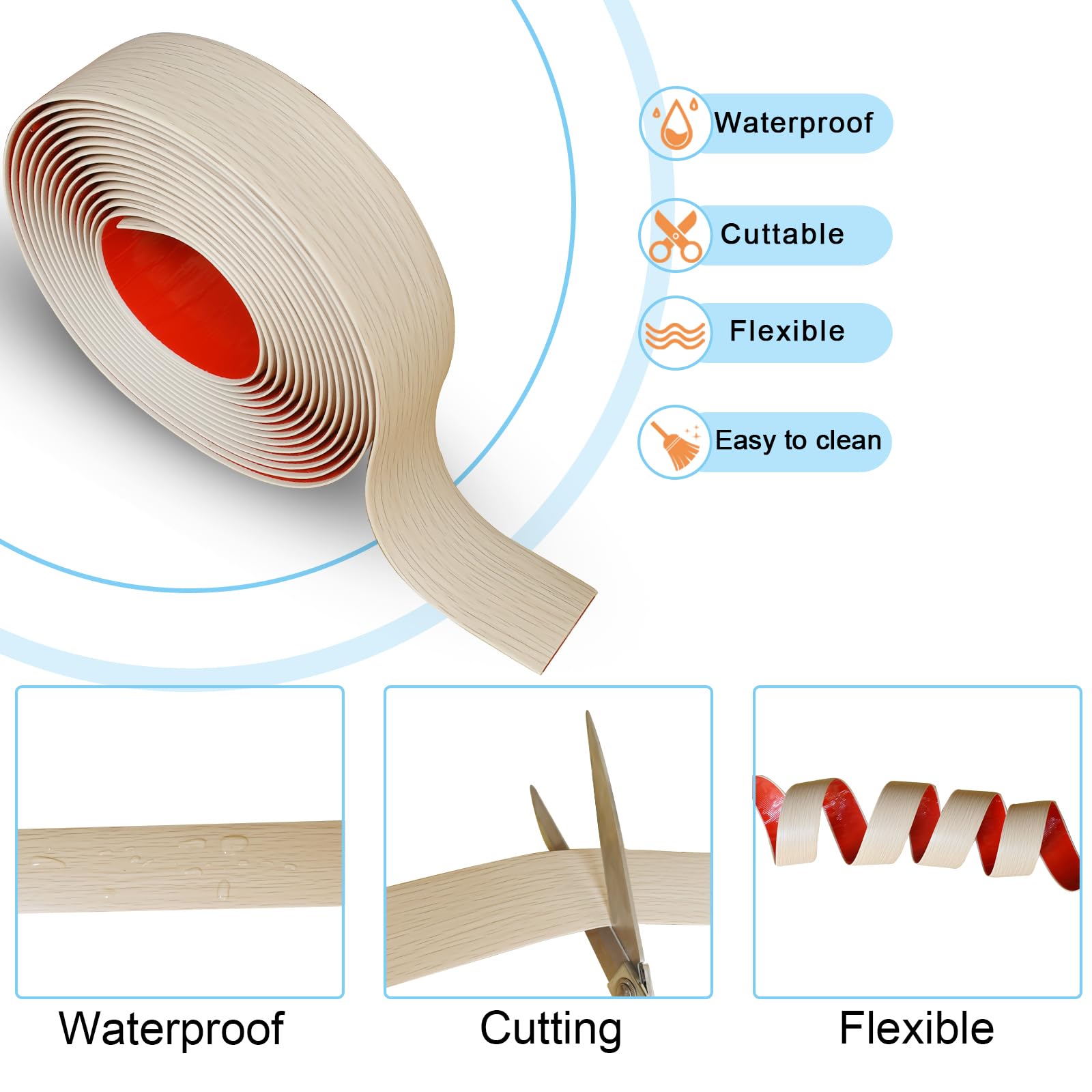 Floor Door Flat Transition Strip & Self Adhesive Floor Vinyl Floor Edge Trim Laminate Floor Gap Covering Joining Strip (118 Foot)
