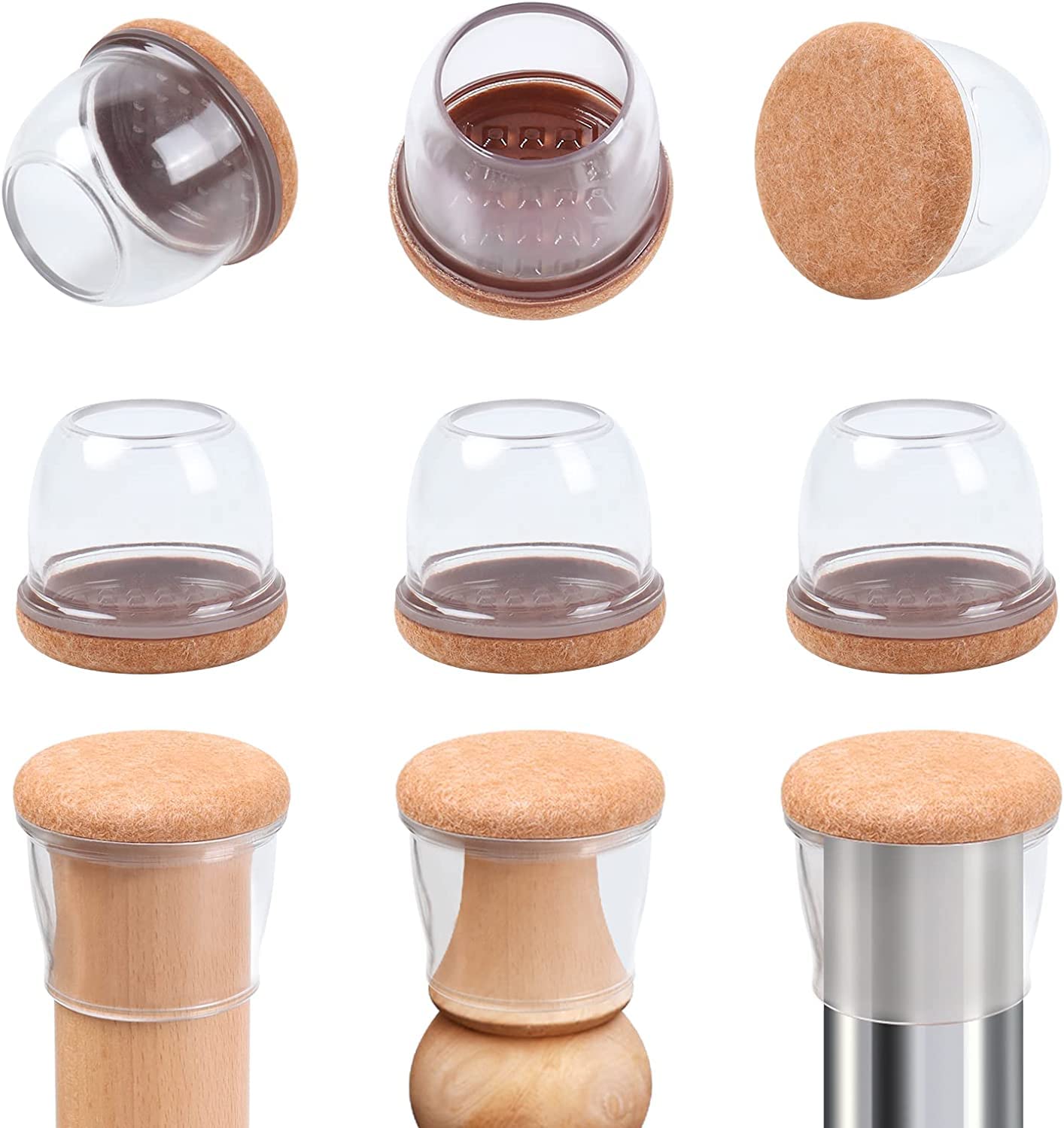 Extra Large Chair Leg Protectors with Felt for Chair (8 Count)