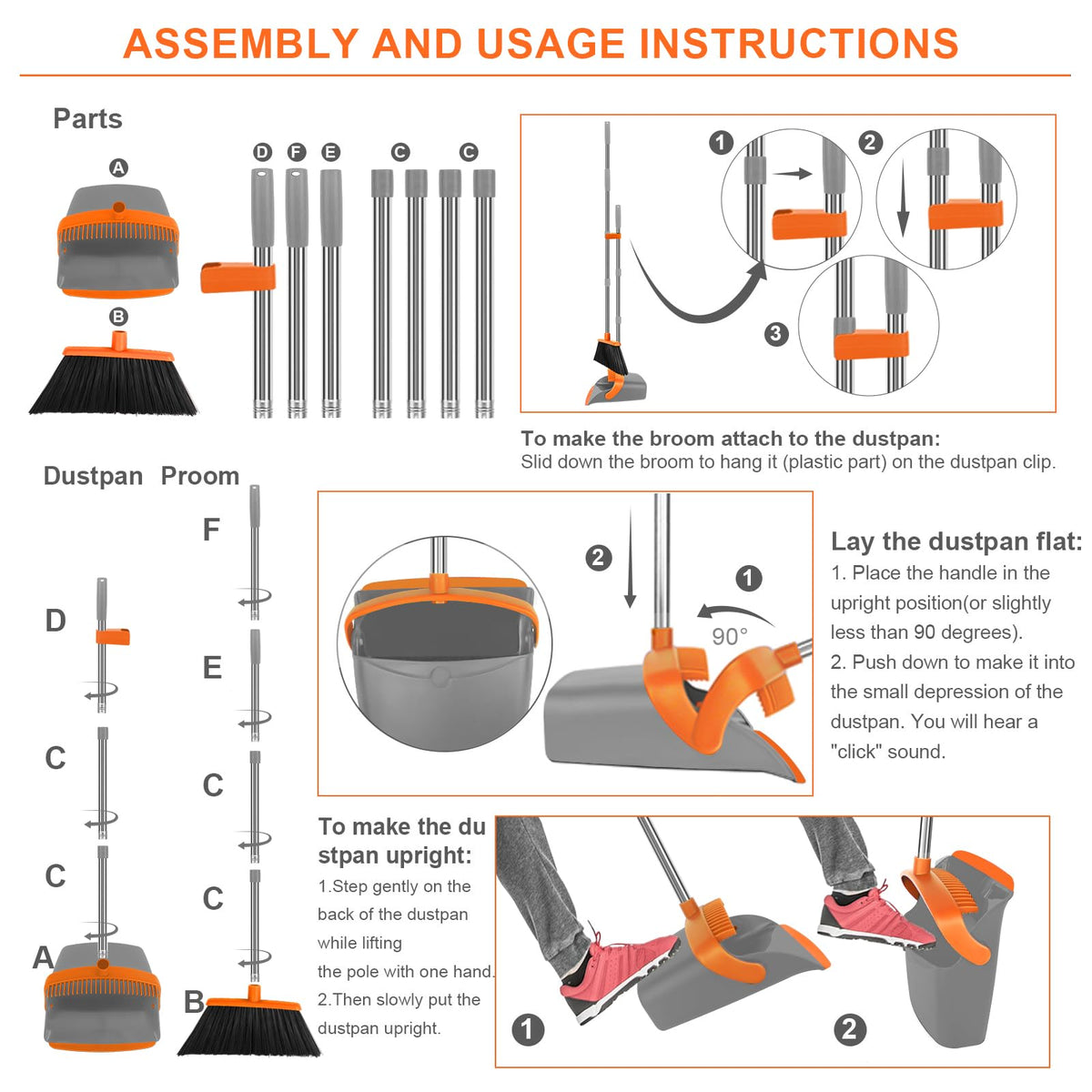Broom and Dustpan Combo Set