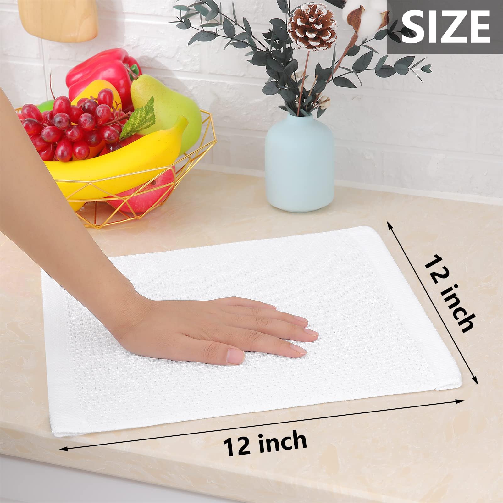100% Cotton Waffle Weave Kitchen Dish Cloths 12 (12 Count)