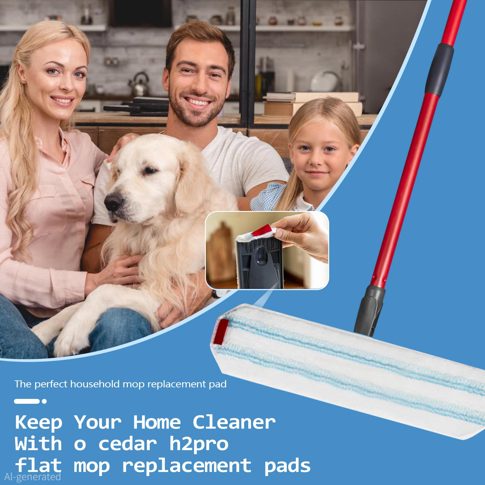 6 Pack Mop Replacement Pads for Ocedar H2prO Flat Mop System (6 Count)