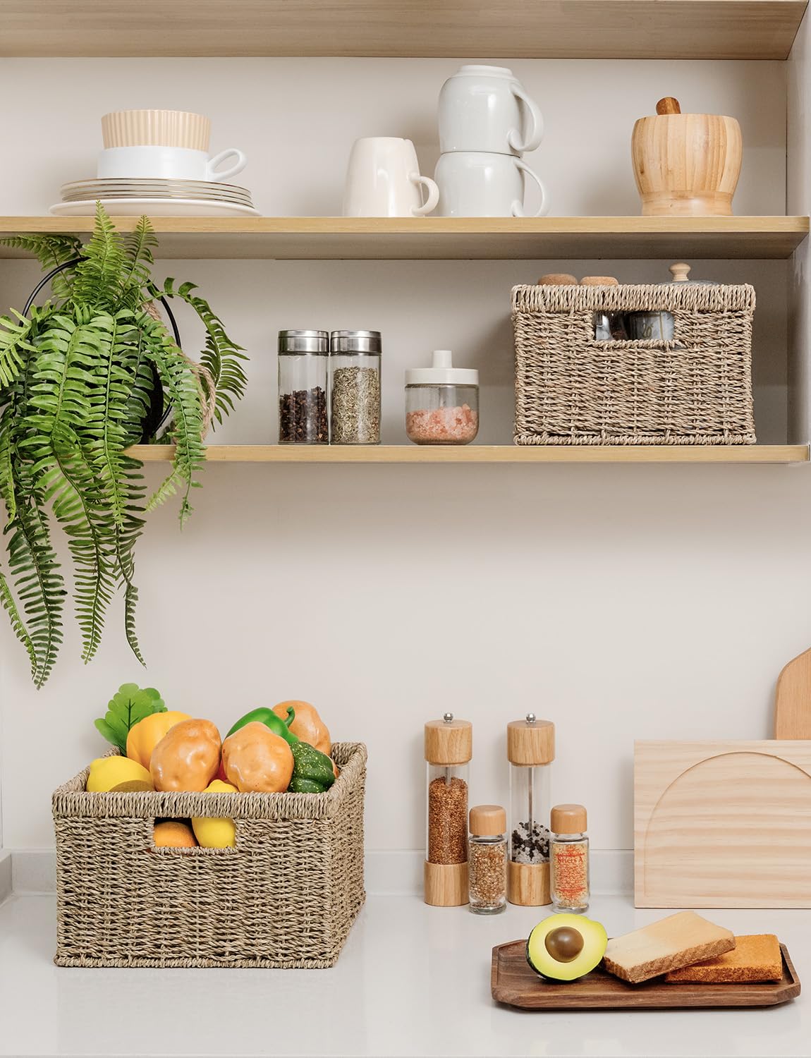 Wicker Storage Baskets for Shelves (2 Count)