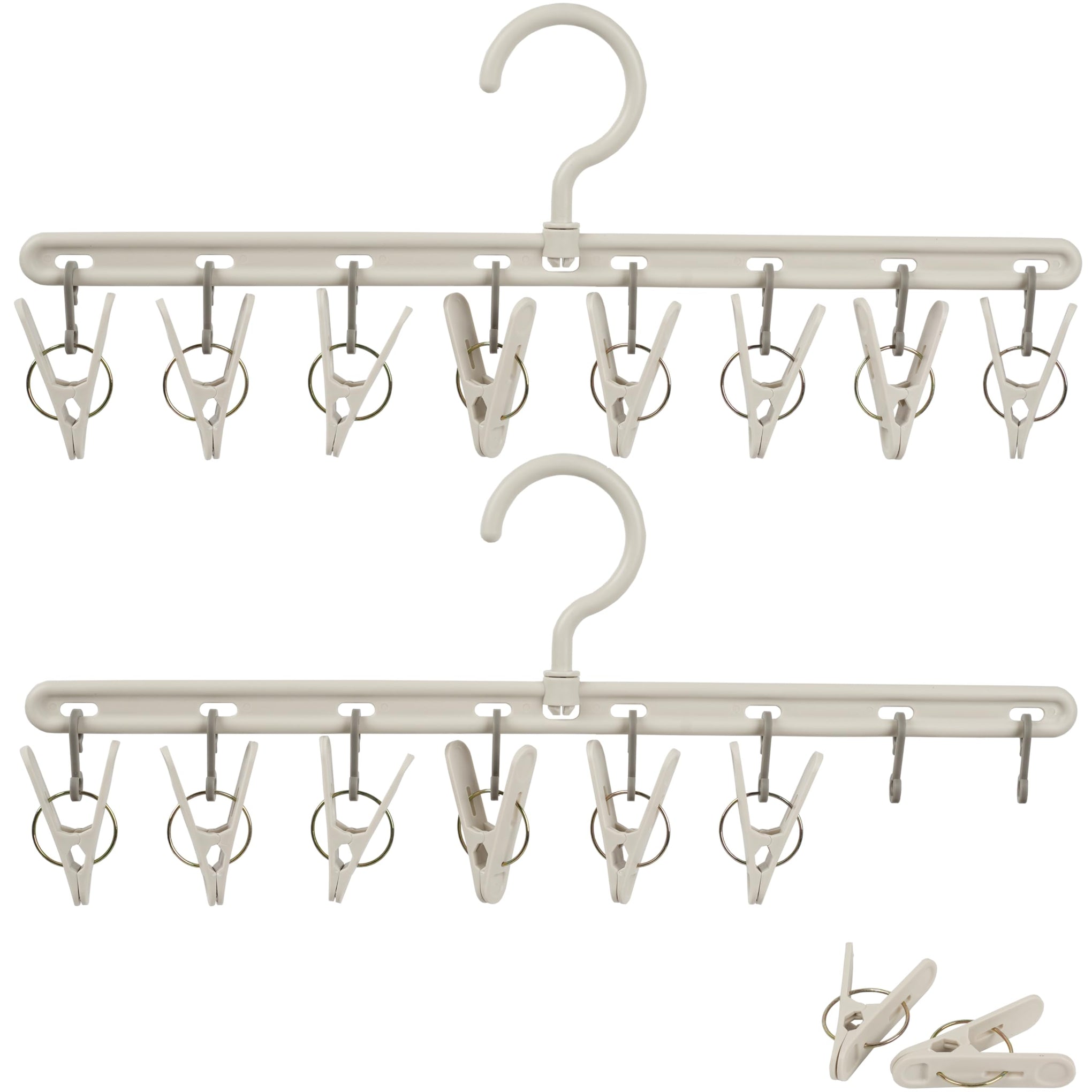 Clothes Hanger 2 Pack with 8 Clips (2 Count)