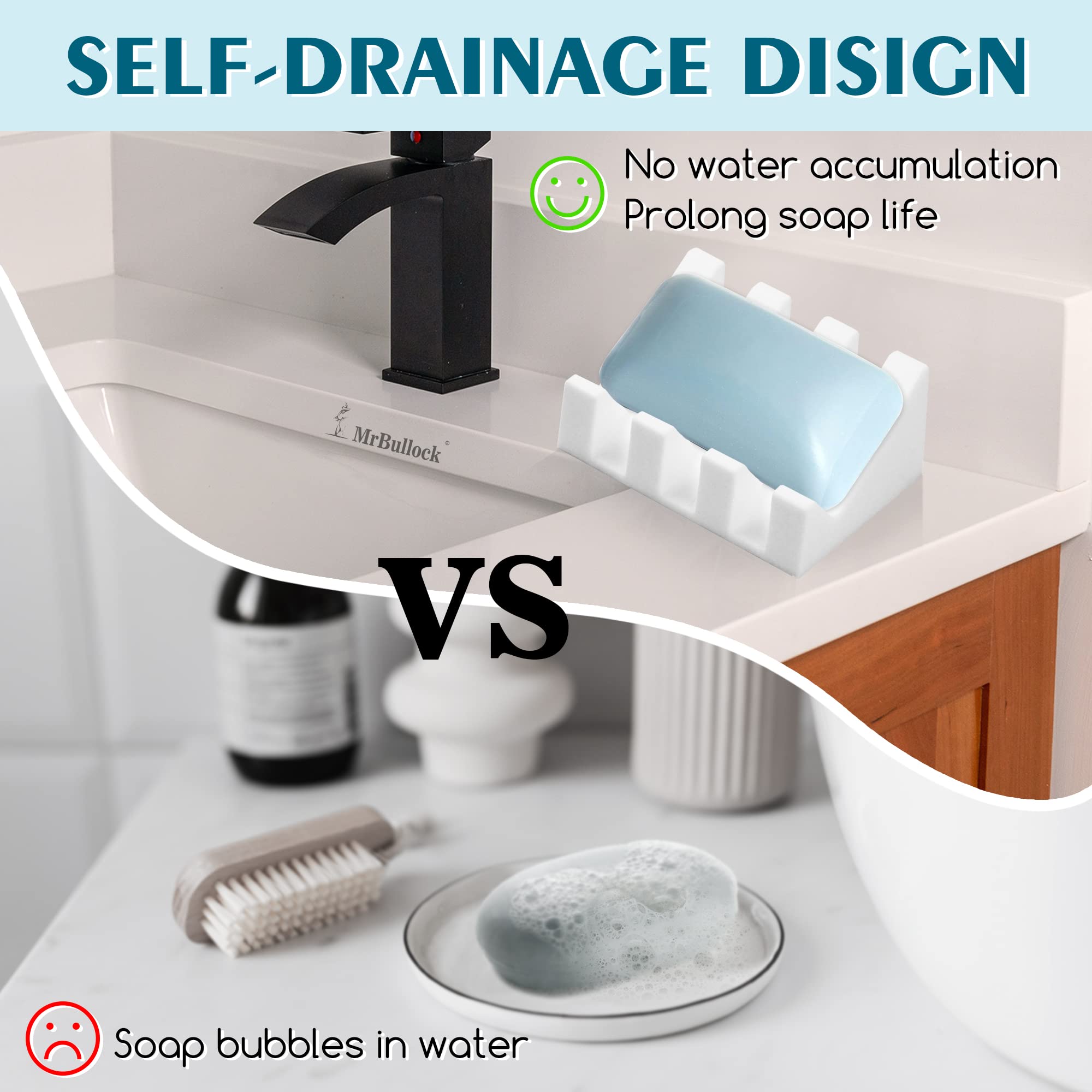 Silicone Soap Dish Self Draining with Suction Cups