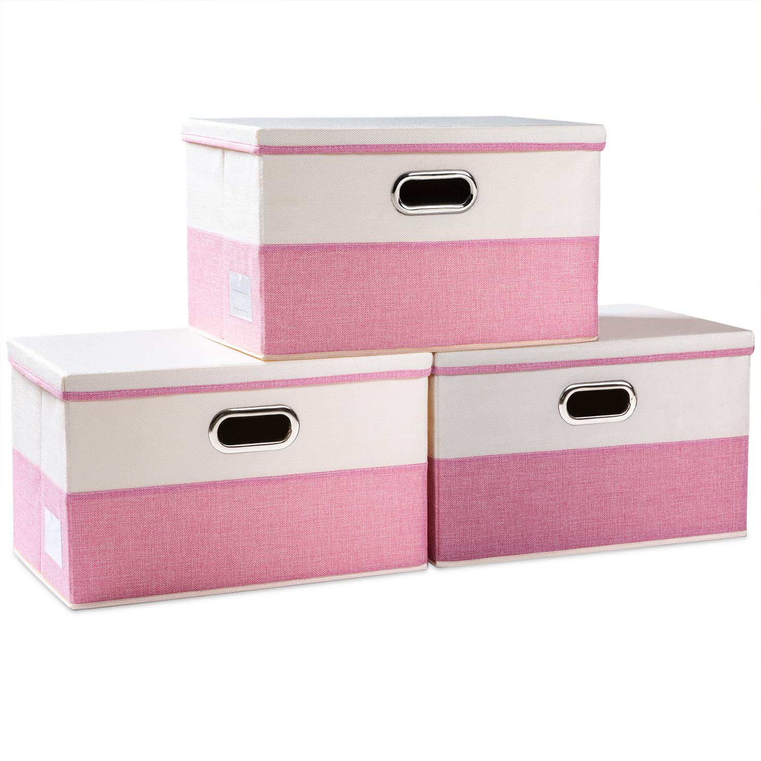 Large Collapsible Storage Bins with Lids [3 (3 Count)
