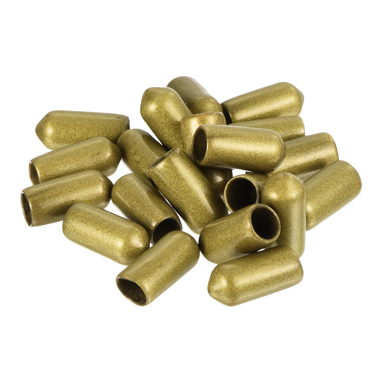 20pcs Rubber End Caps 6.5mm ID Vinyl Round Tube Bolt Cap Cover Thread Protectors Gold