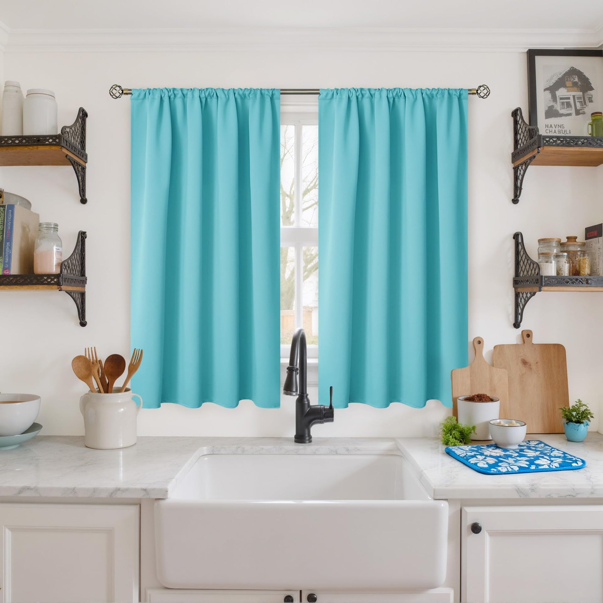 Short Aqua Curtains 45 Inch Length
