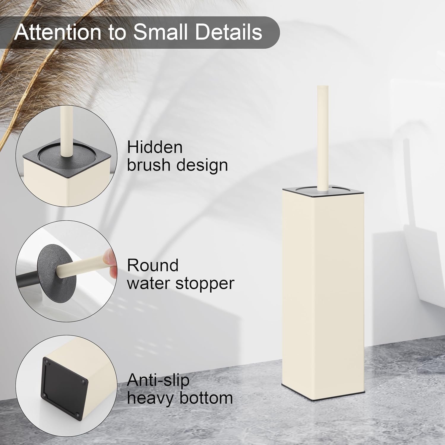 Toilet Brush and Holder Set White Freestanding for Bathroom