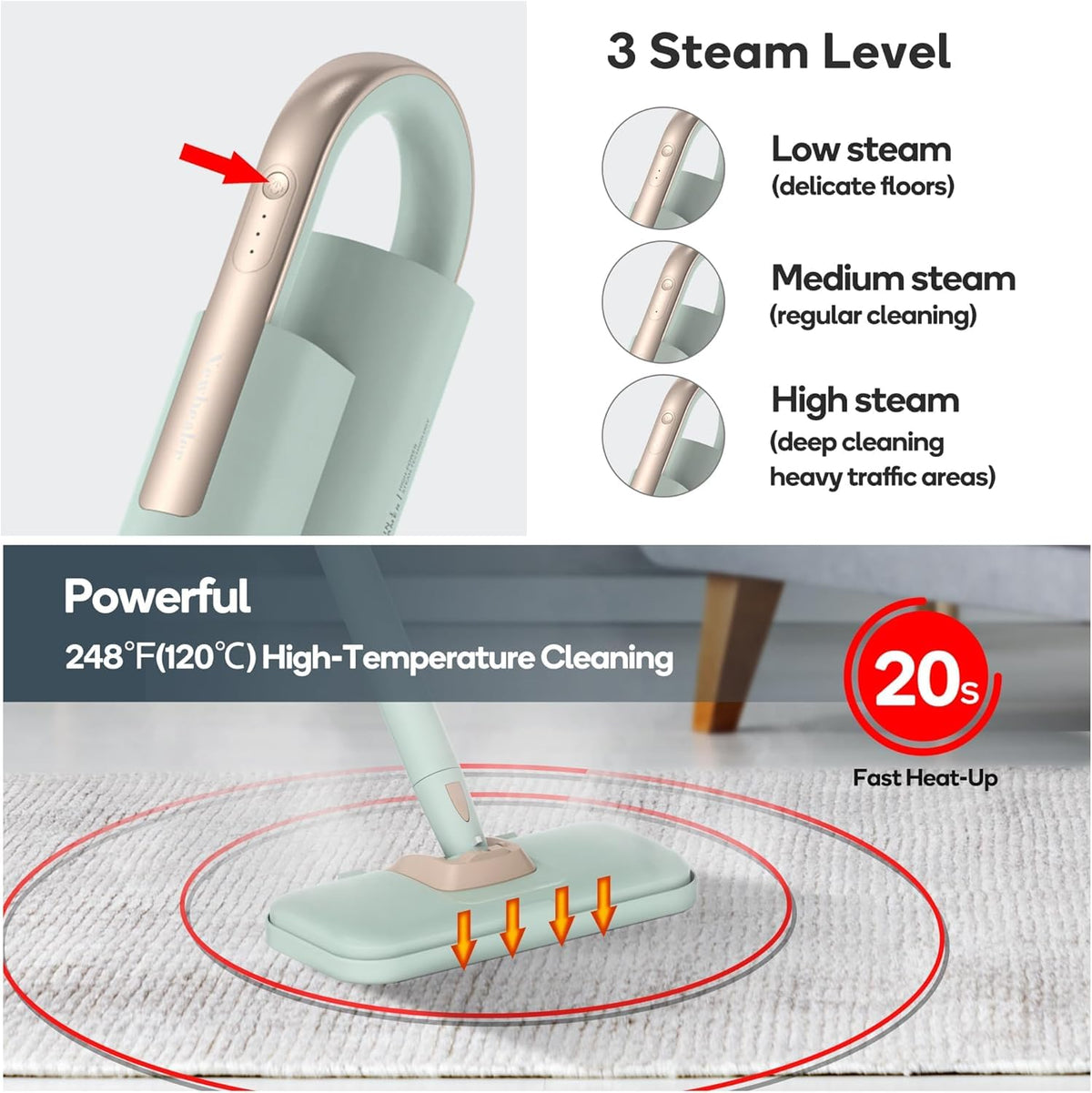 Steam Mop & Detachable Handheld Cleaner