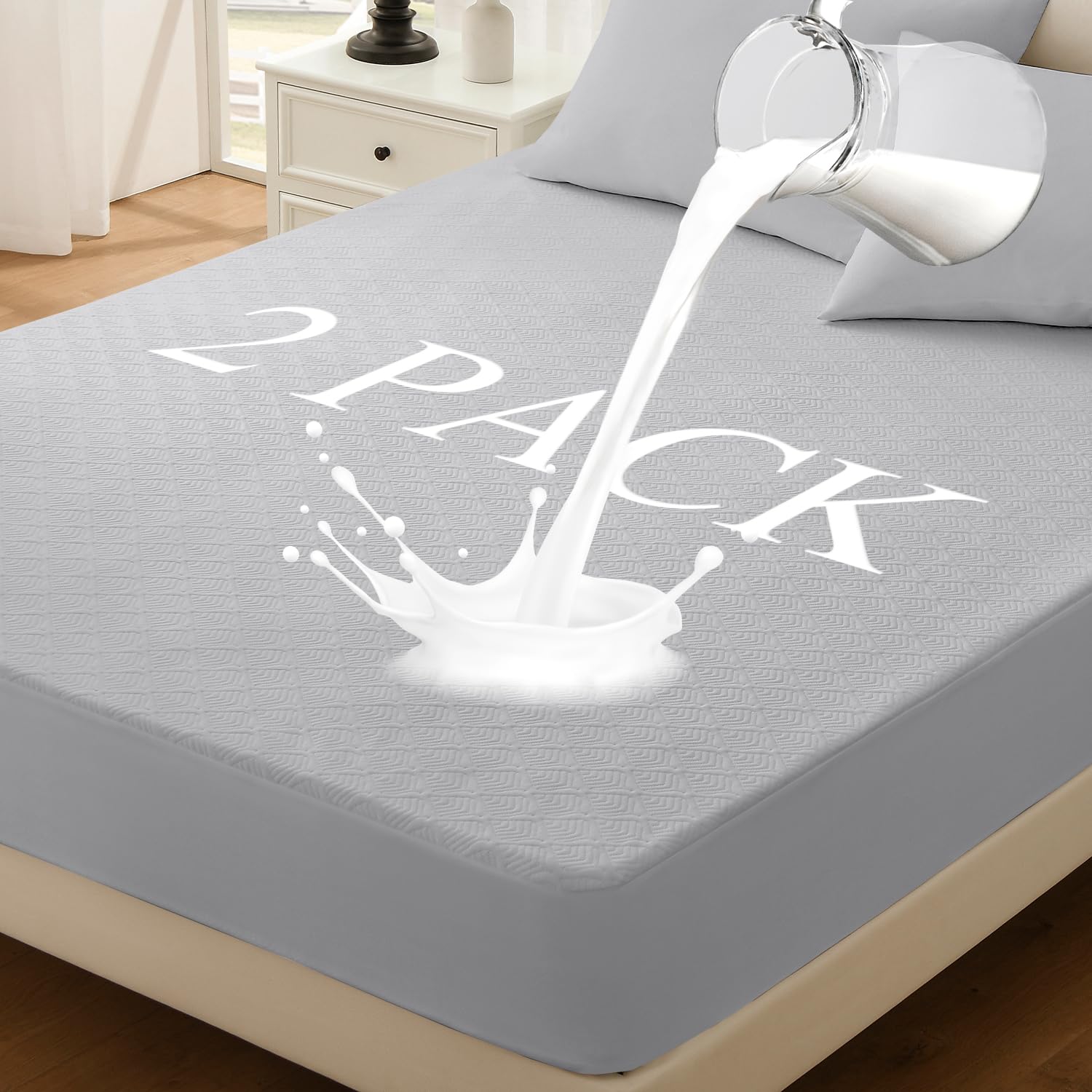 2 Pack Twin Mattress Protector Waterproof