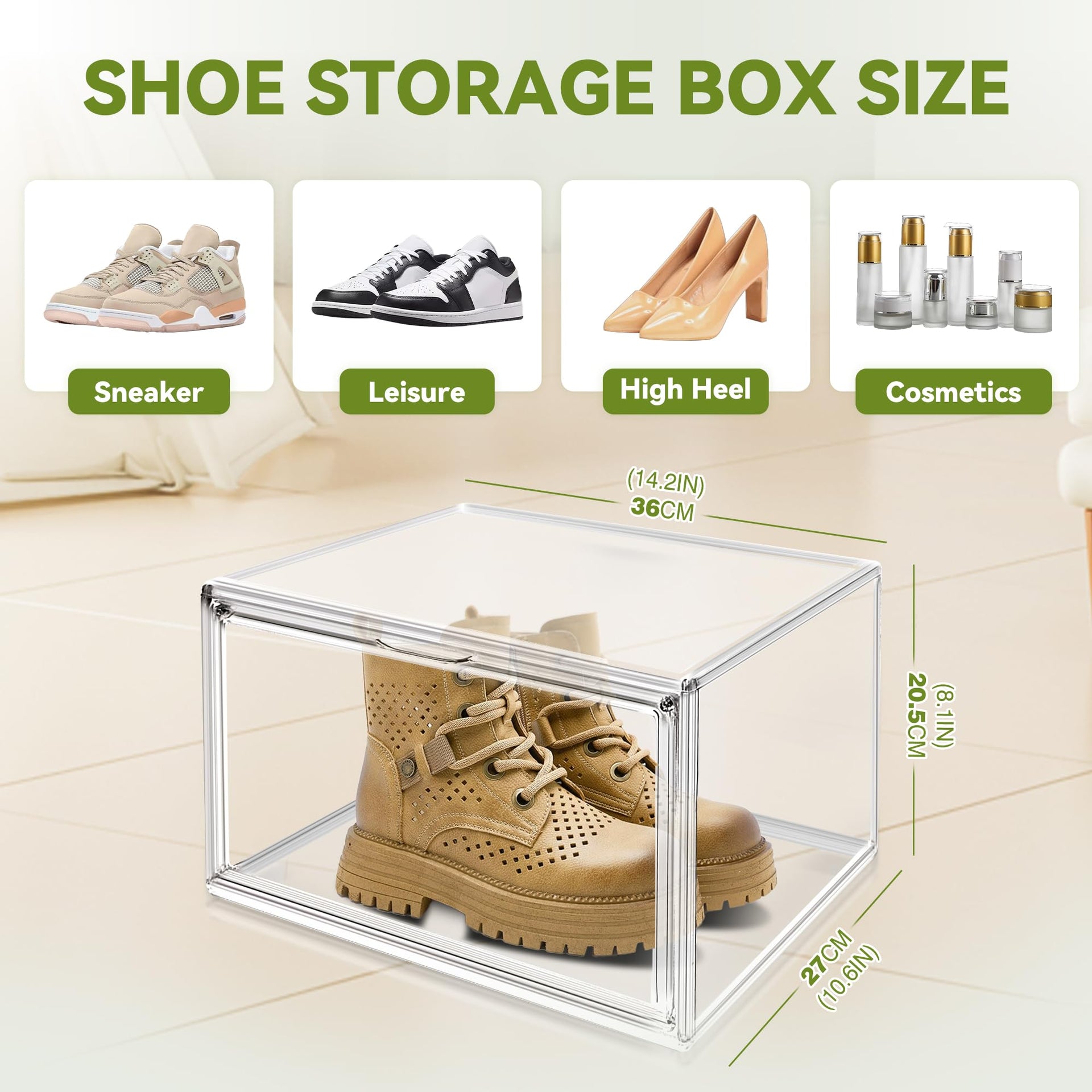 1 Pack Clear Plastic Shoe Boxes