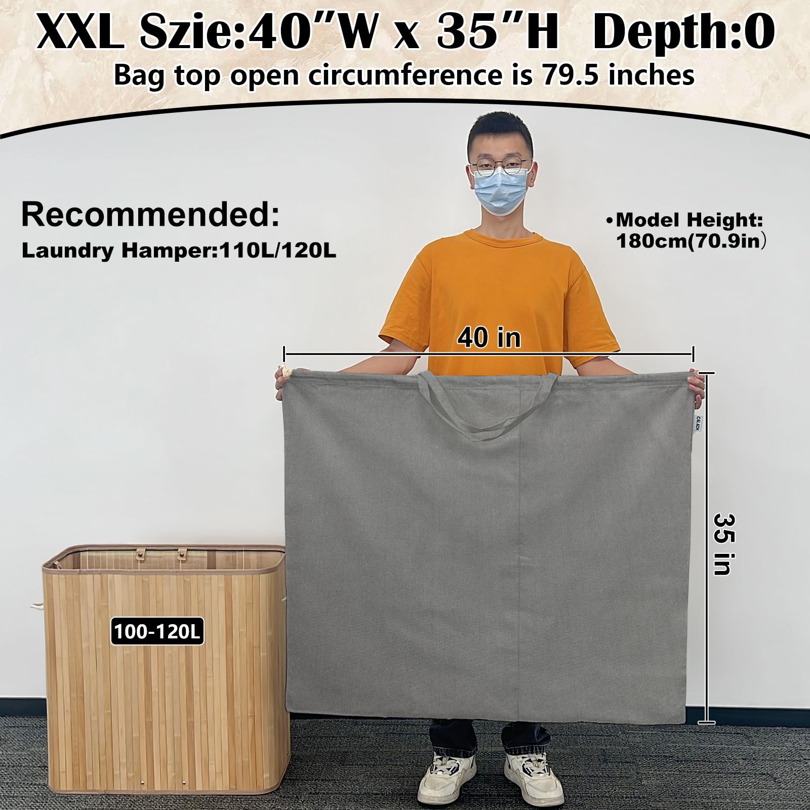 Canvas Laundry Bag 40"W x35"H