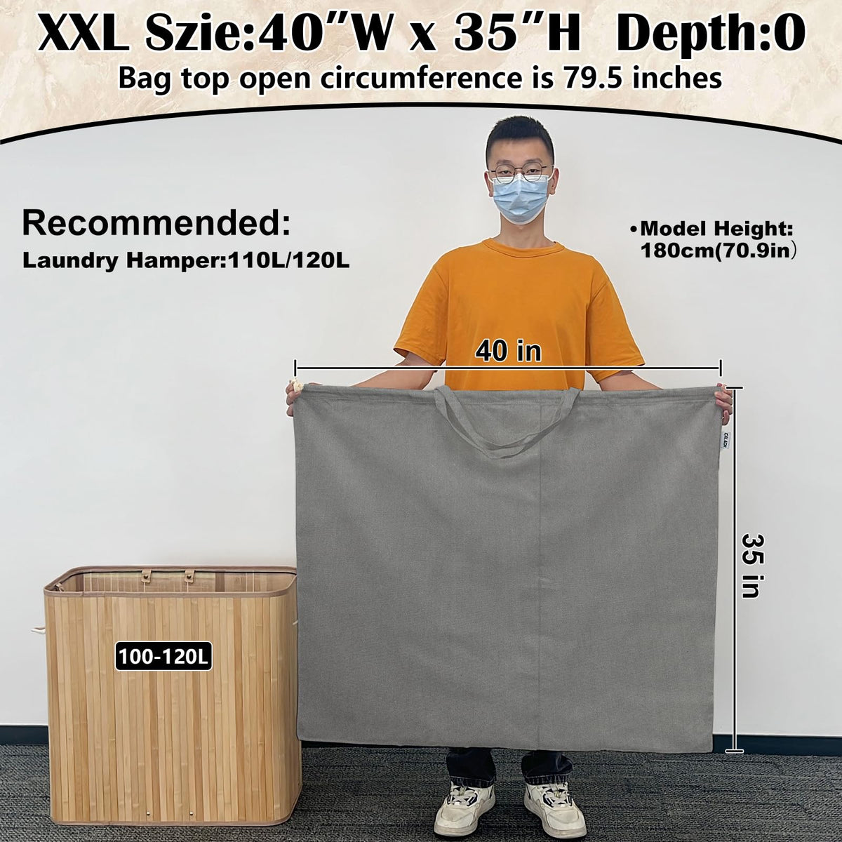 Canvas Laundry Bag 40"W x35"H