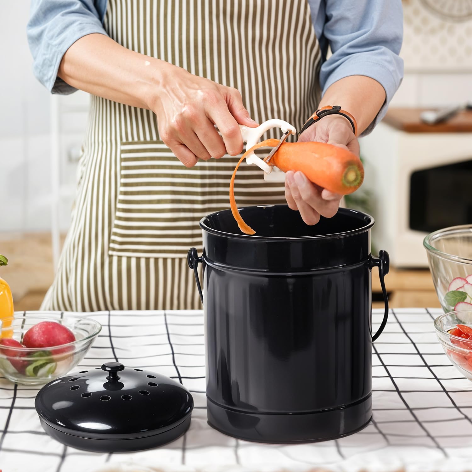 Countertop Compost Bin Kitchen Indoor with Lid