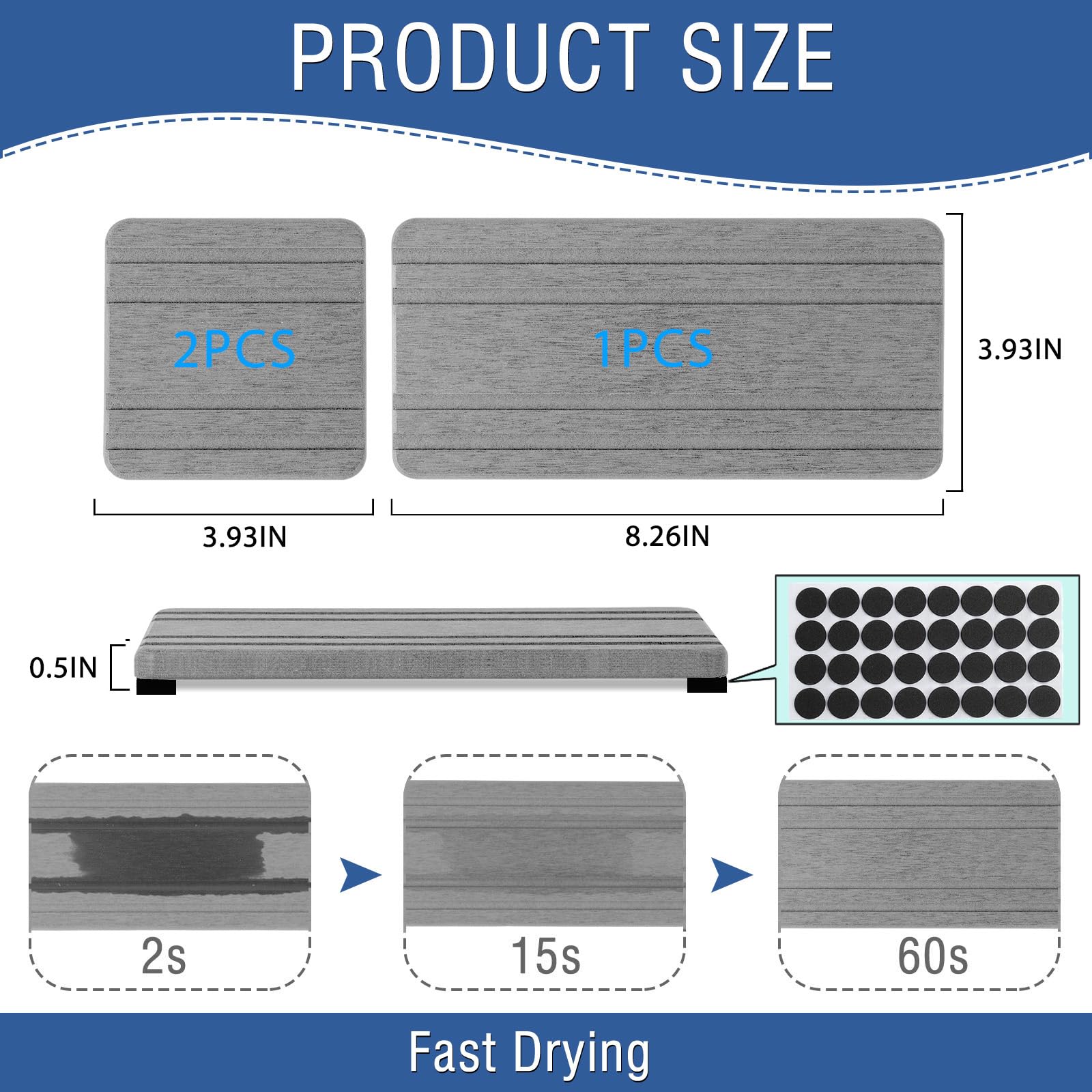 3PCS Water Absorbing Stone Tray (3 Count)
