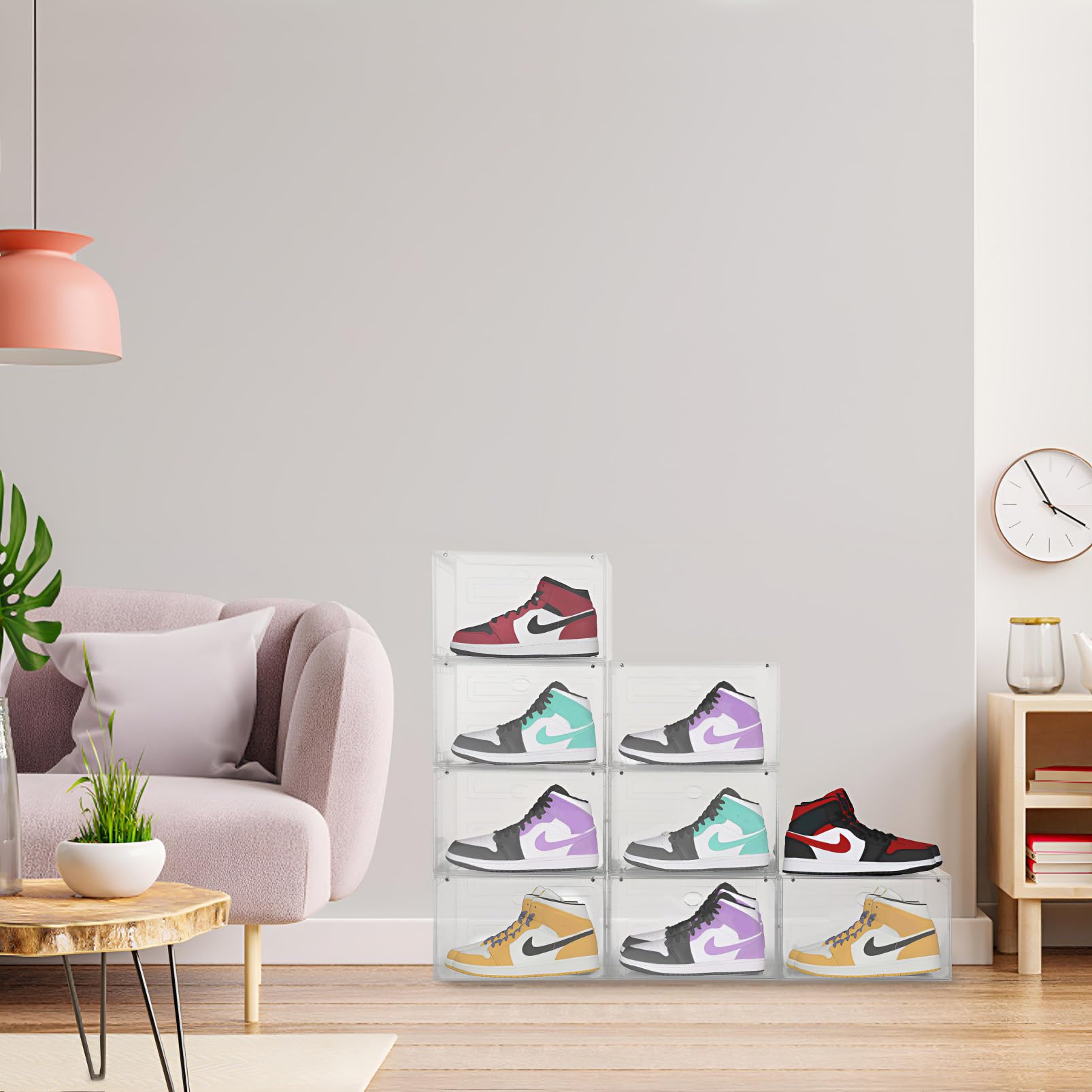 Large Clear Plastic Stackable Shoe Boxes 8 (8 Count)