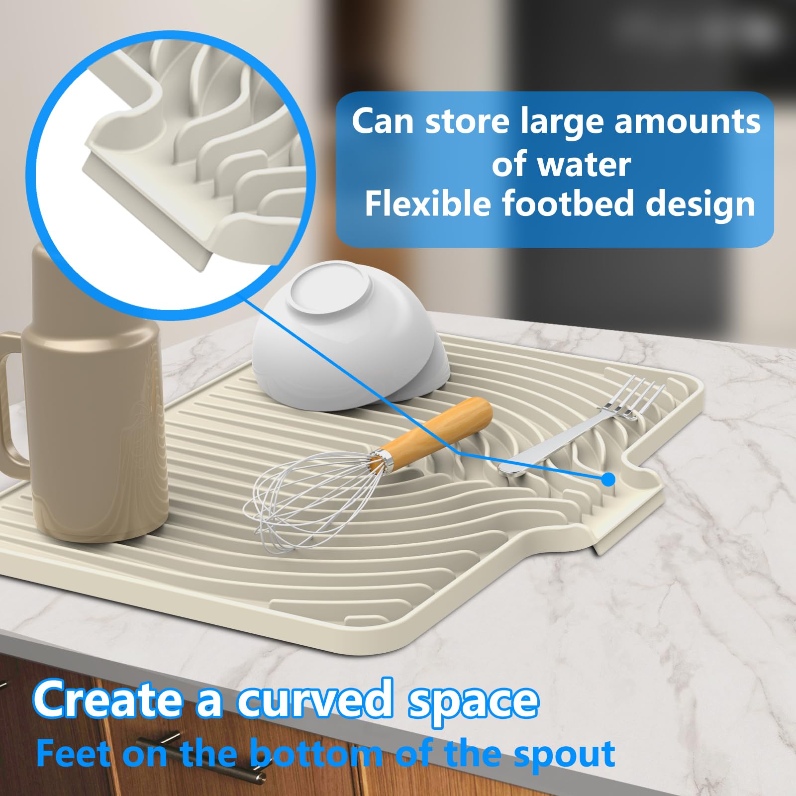 Dish drying mats for kitchen counter