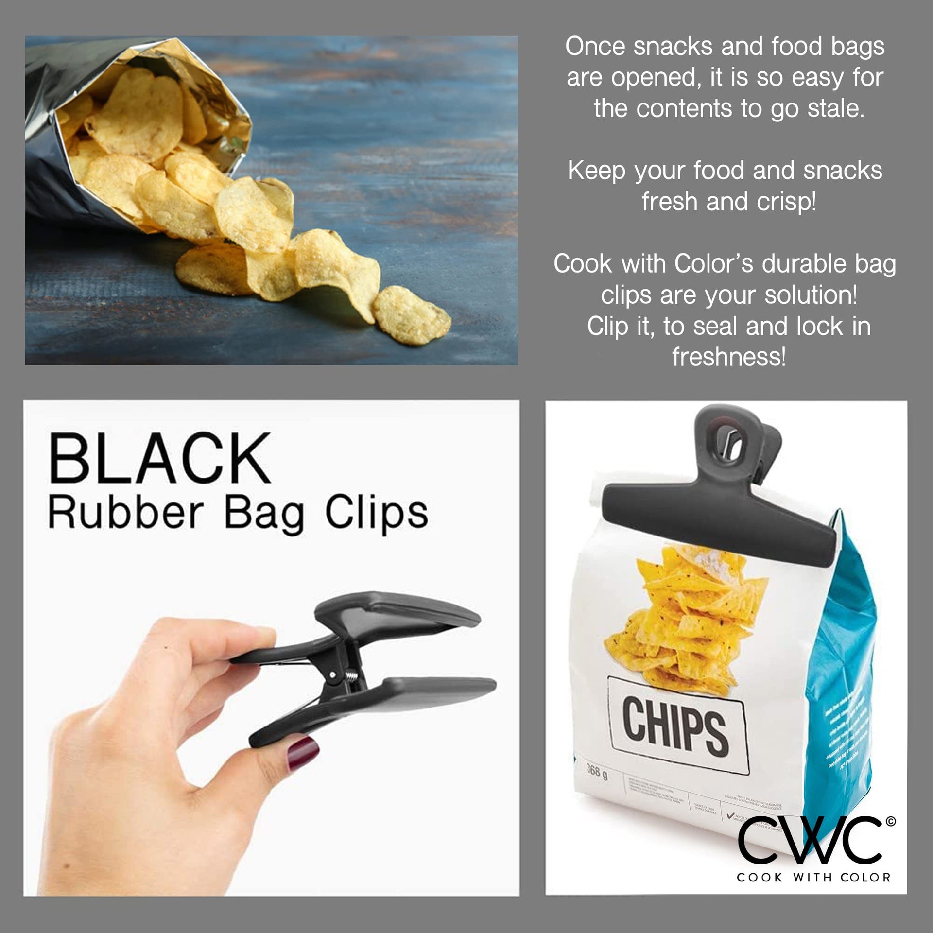 Food Clips Wide Heavy Duty Chip Clips (4 Count)