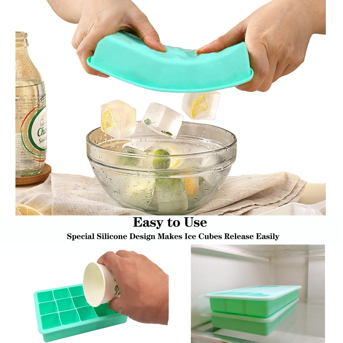 2 Pack Silicone Ice Cube Trays (5.76 Ounce)