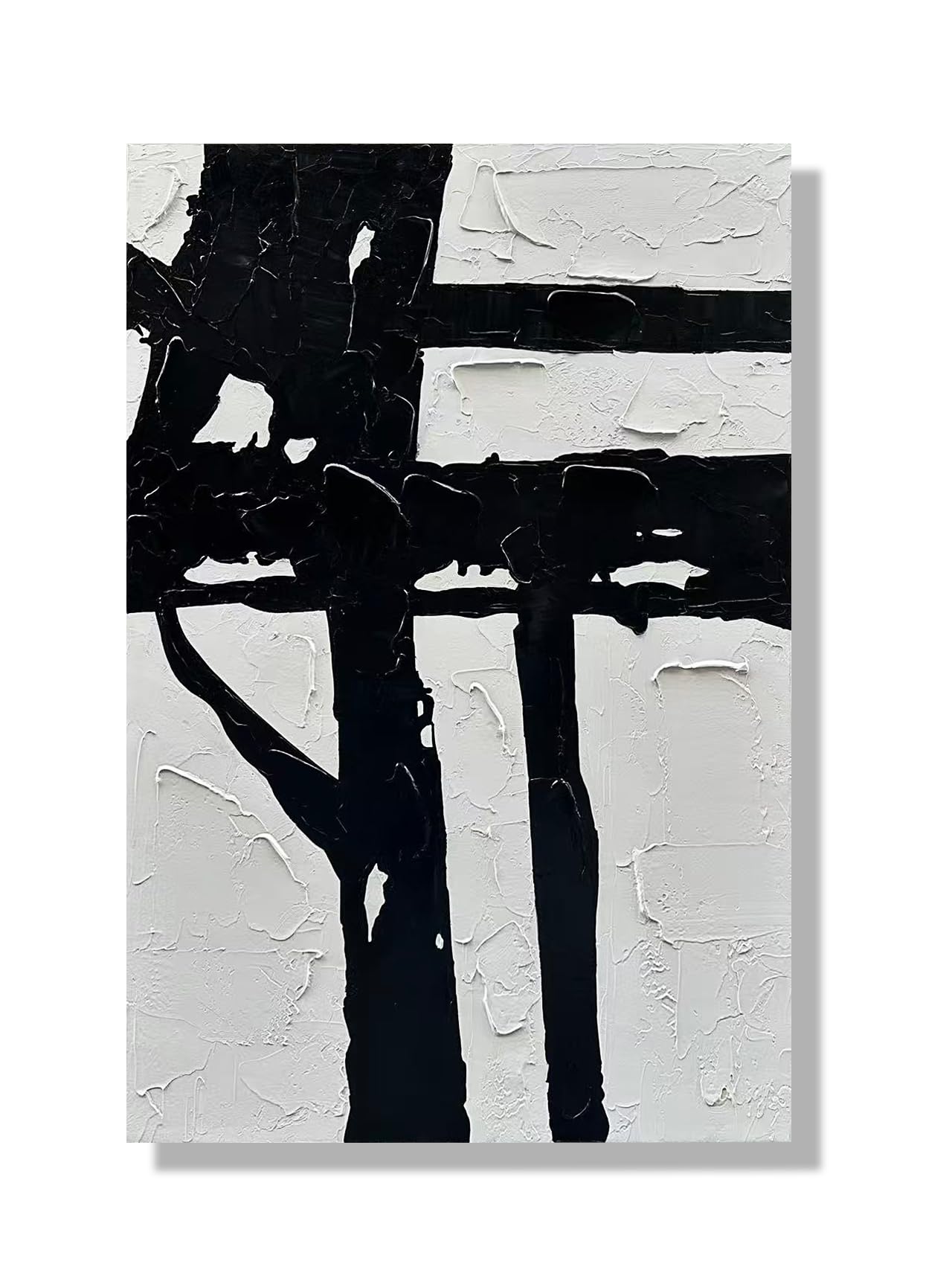Art Hand drawn black and white abstract decorative oil painting