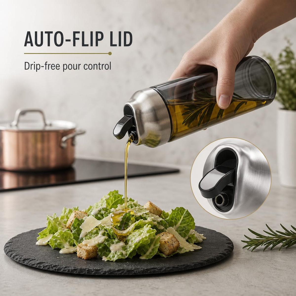 Olive Oil Dispenser Bottle for Kitchen (2 Count)
