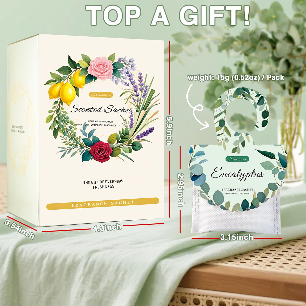15PCS Eucalyptus Scented Sachets for Drawers and Closets (15 Count)